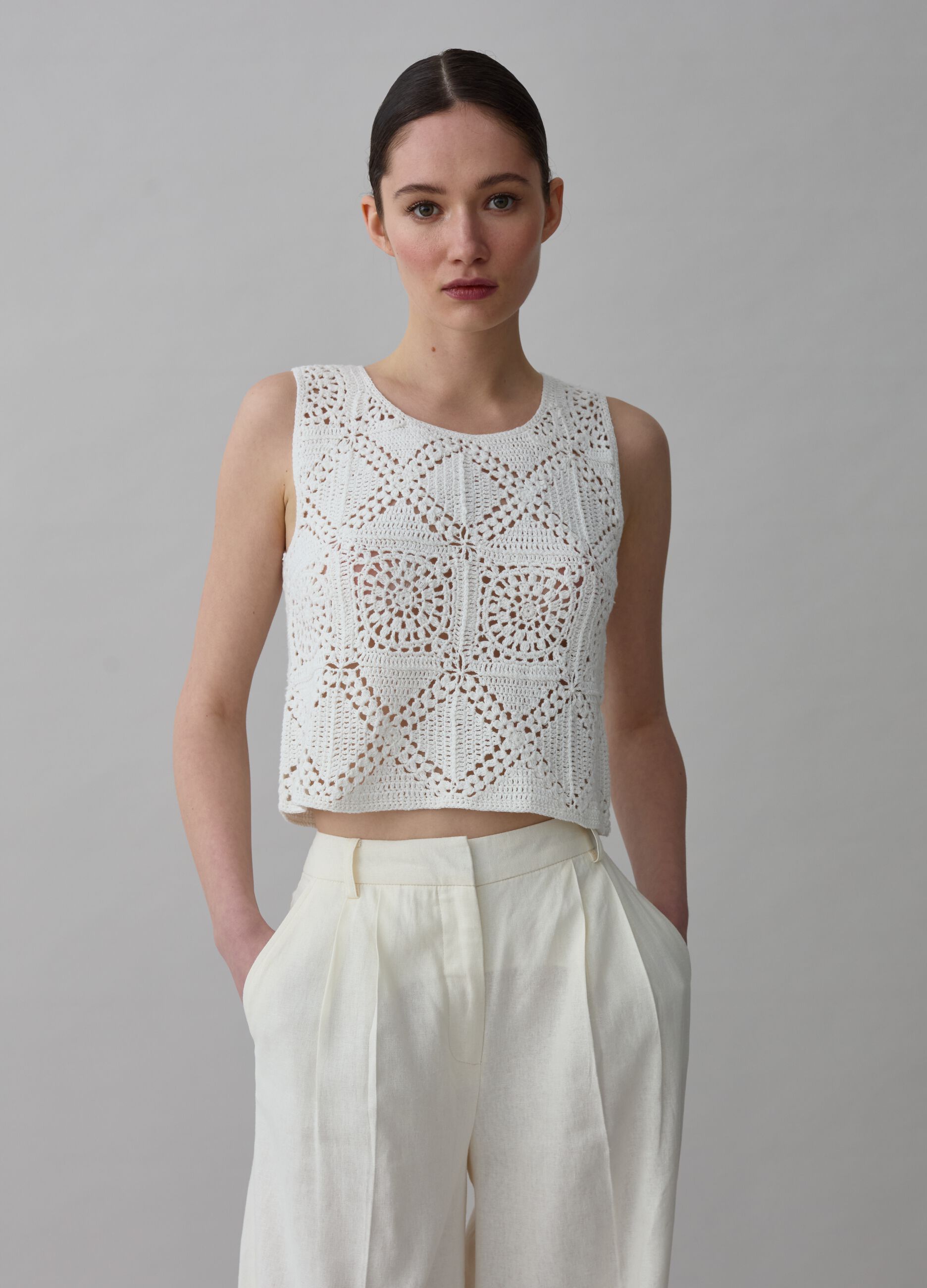 Contemporary crochet tank top