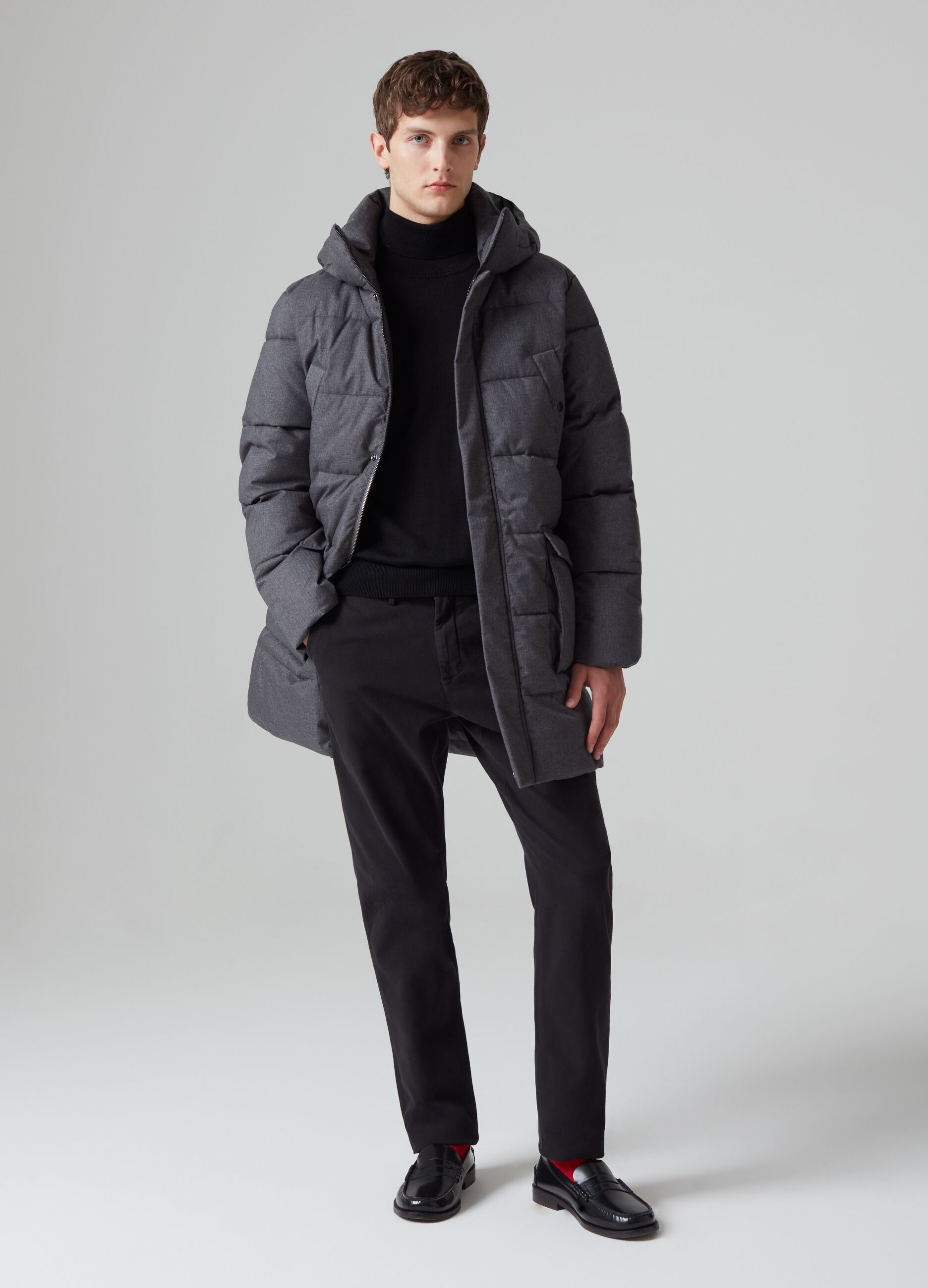 Quilted down jacket with hood_0