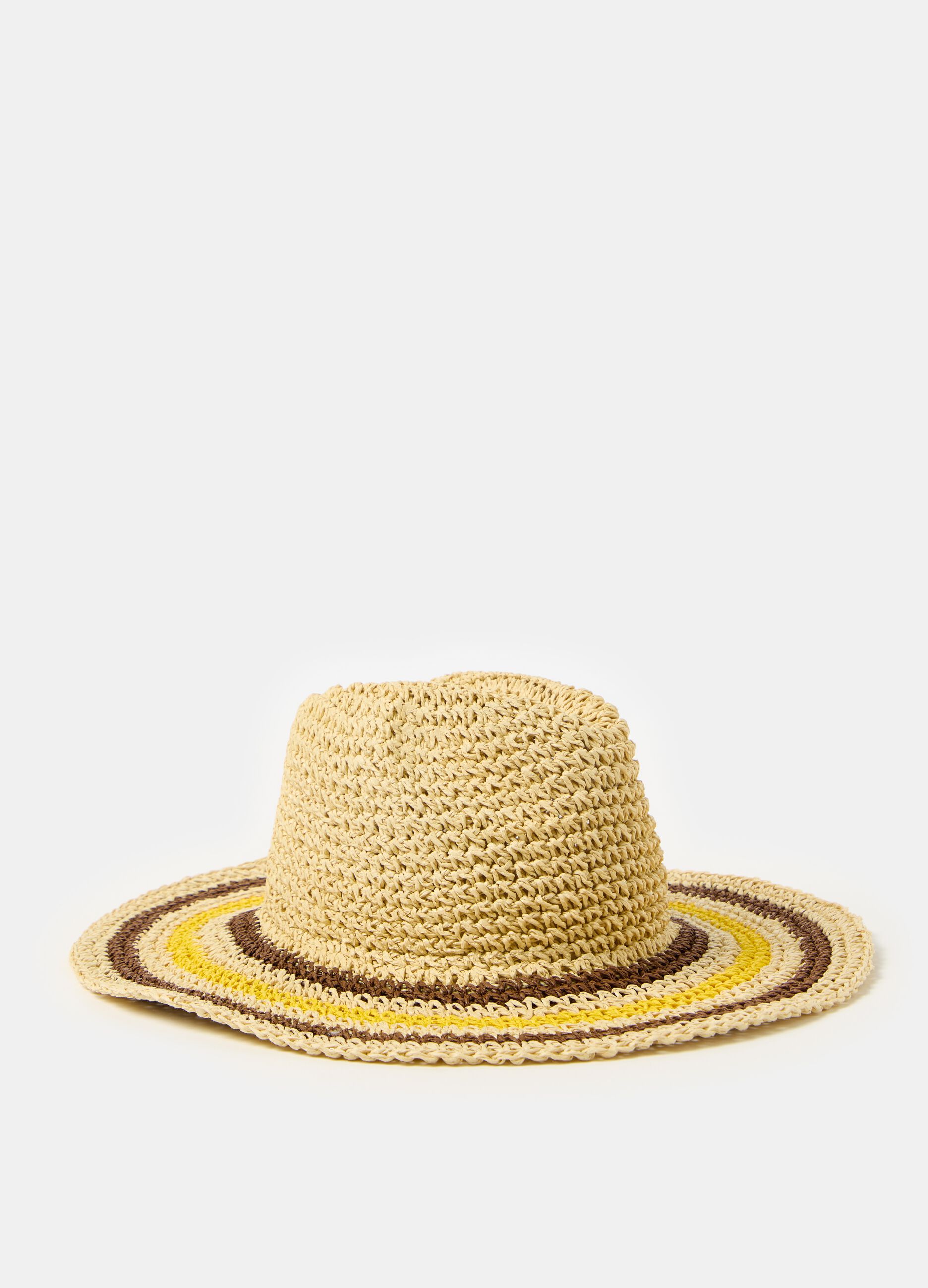 Straw hat with striped detail