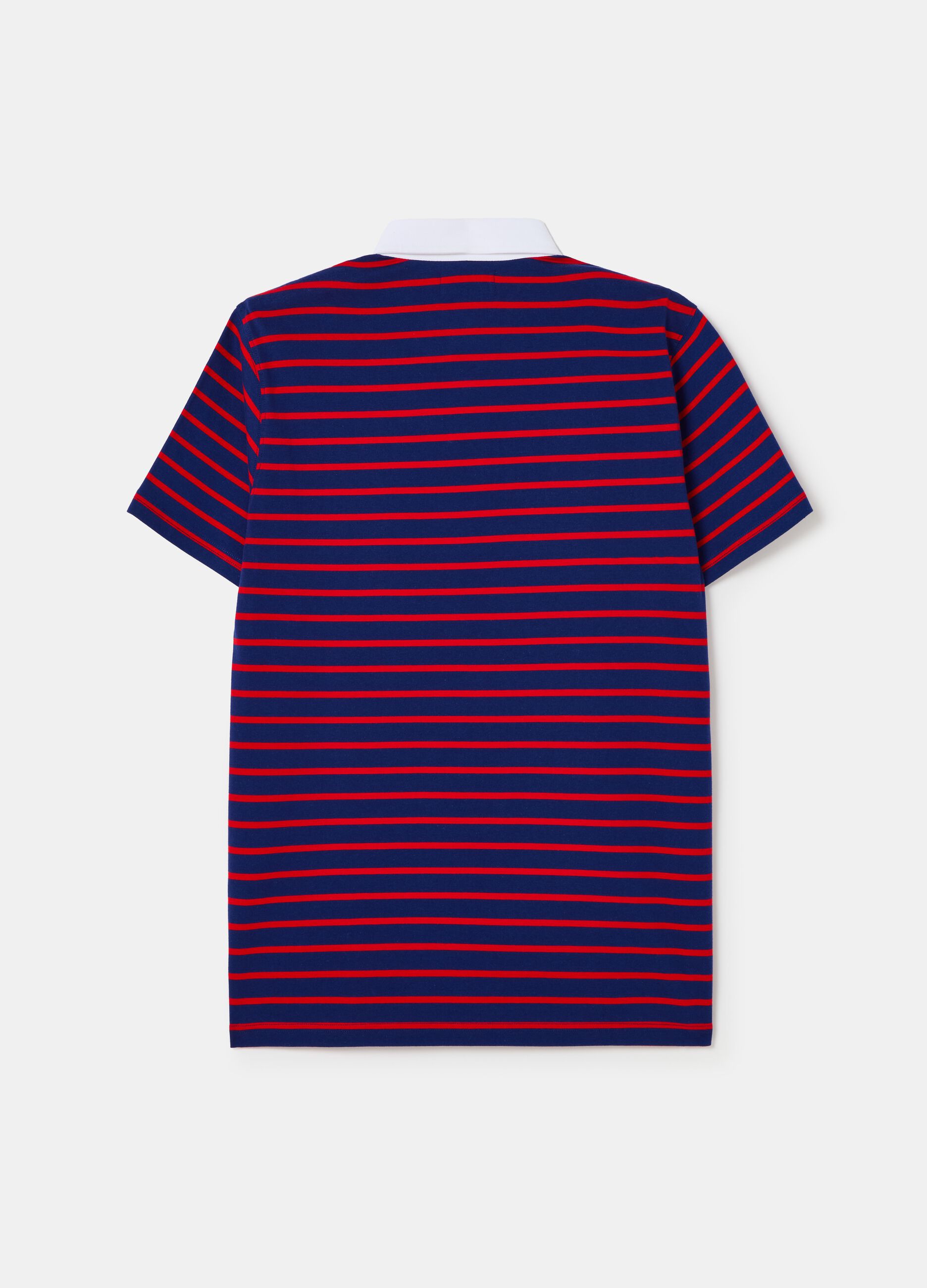 Striped polo shirt with contrasting collar_4