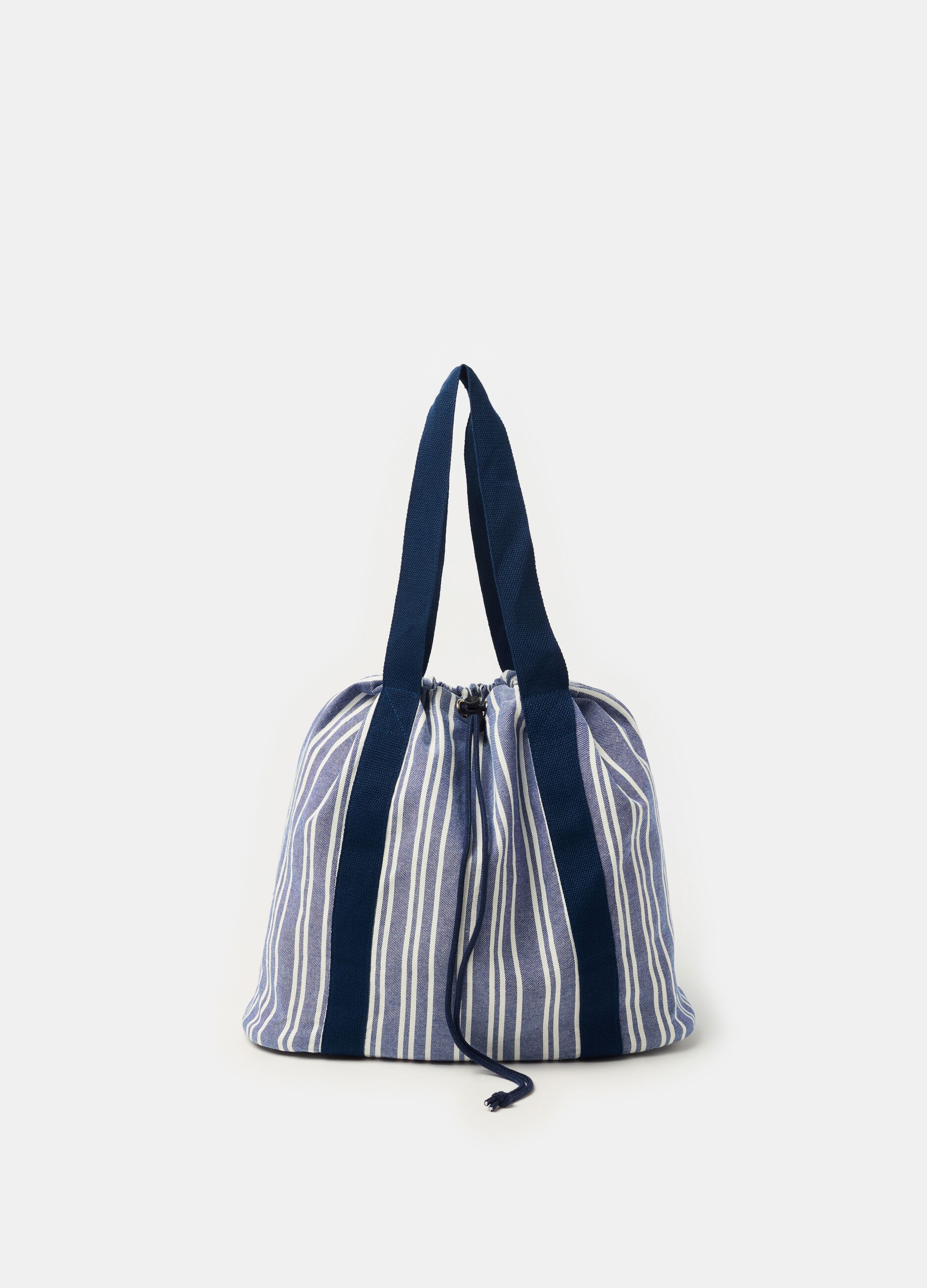 Striped shopping bag with drawstring_0