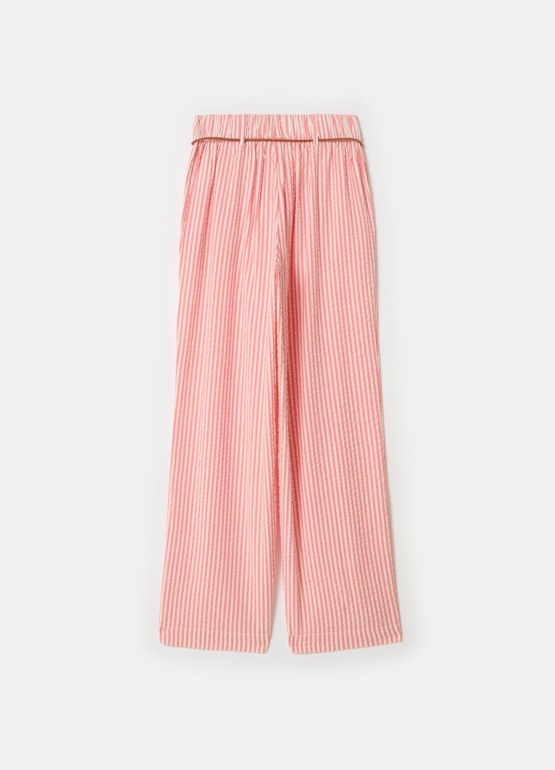 Striped seersucker trousers with belt_4