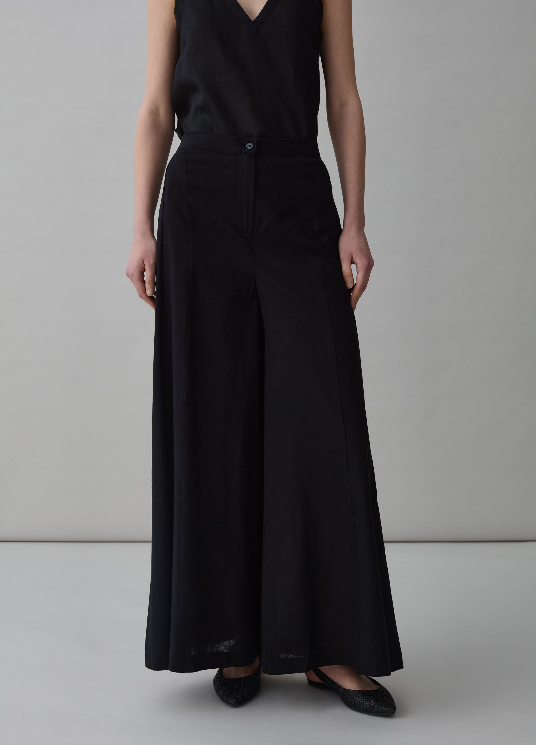 Flare-fit wide-leg trousers