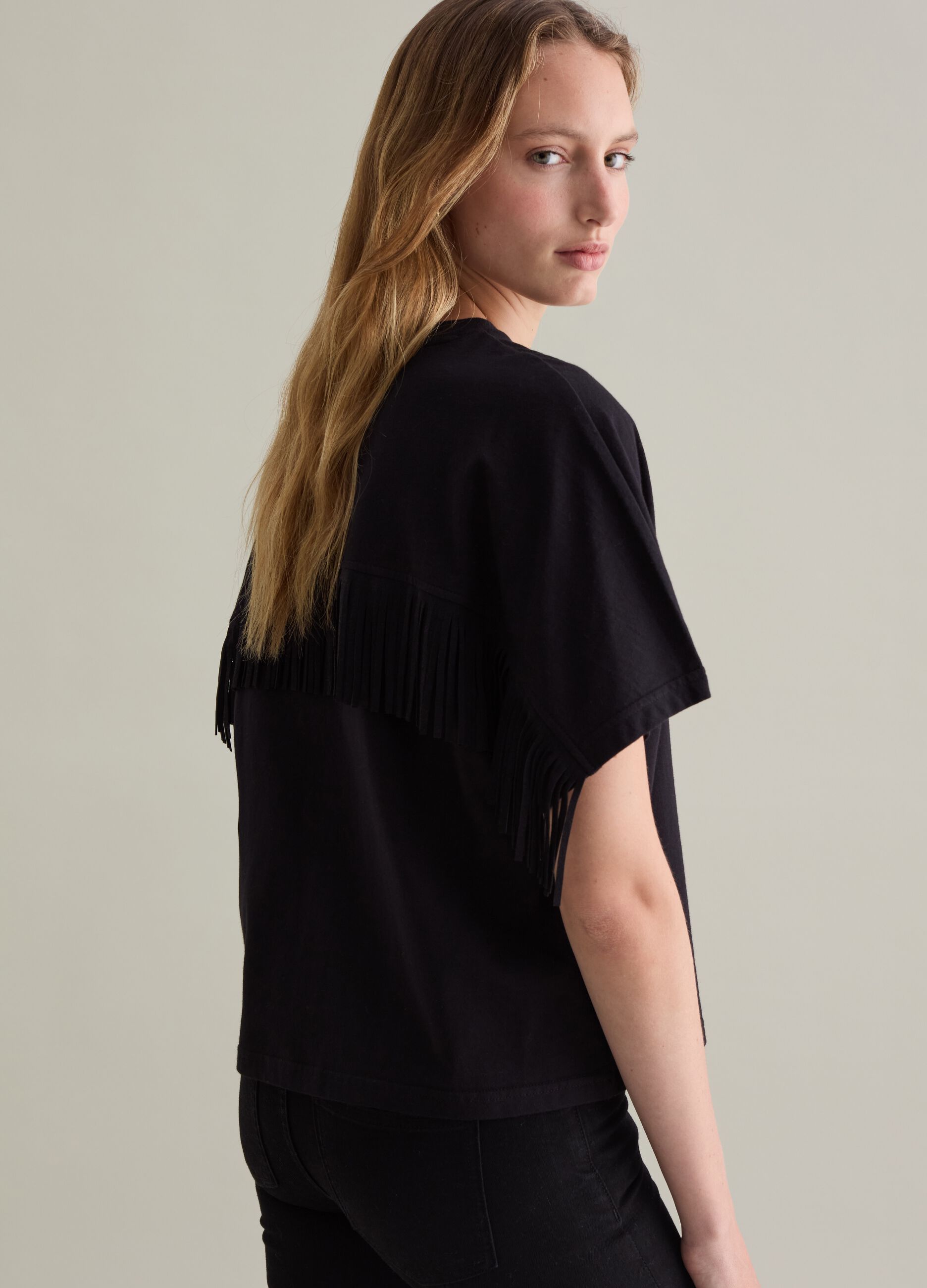 Cotton T-shirt with fringe_3