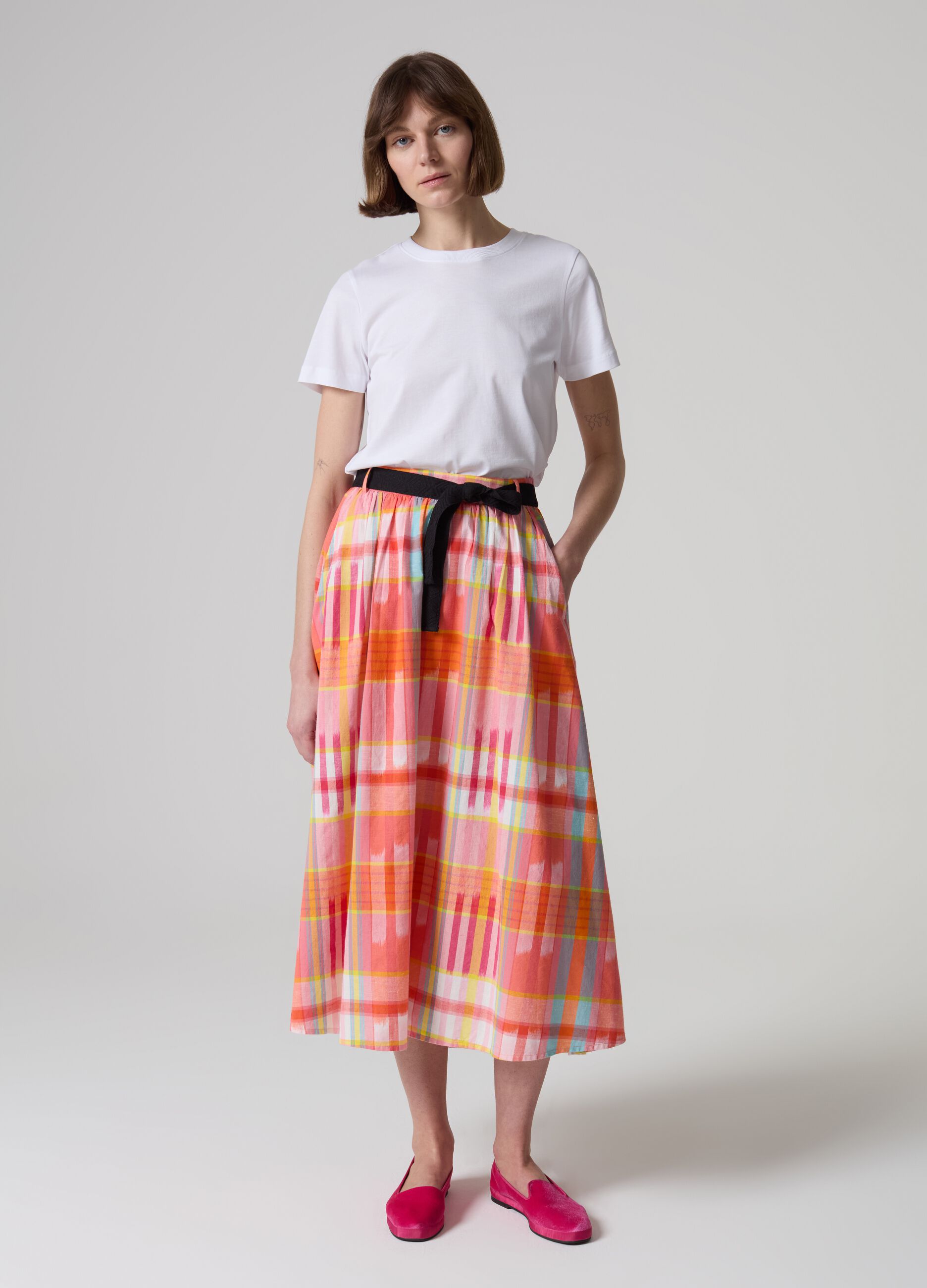 Full midi skirt with check pattern_0