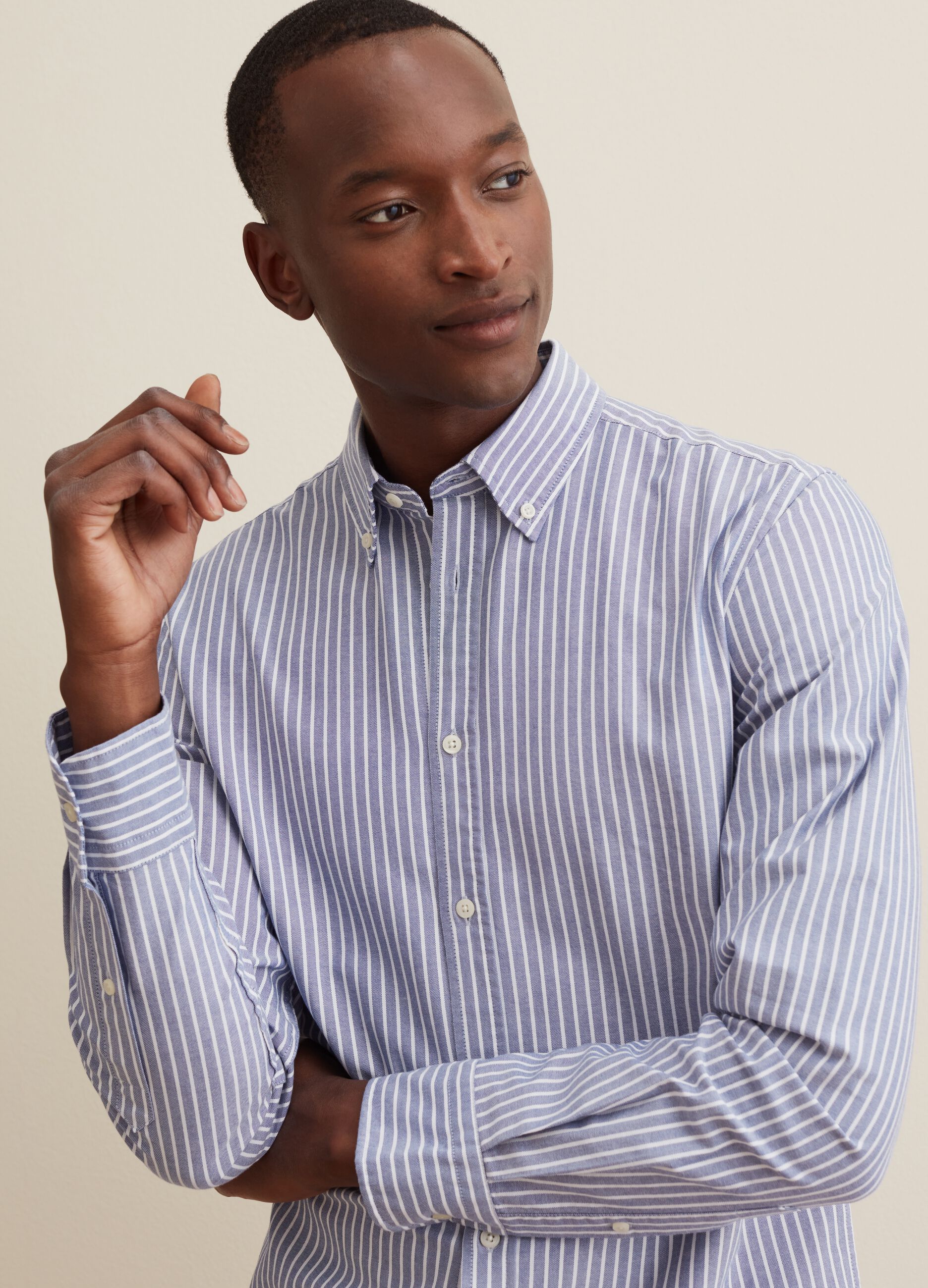 Oxford cotton shirt with striped pattern_1