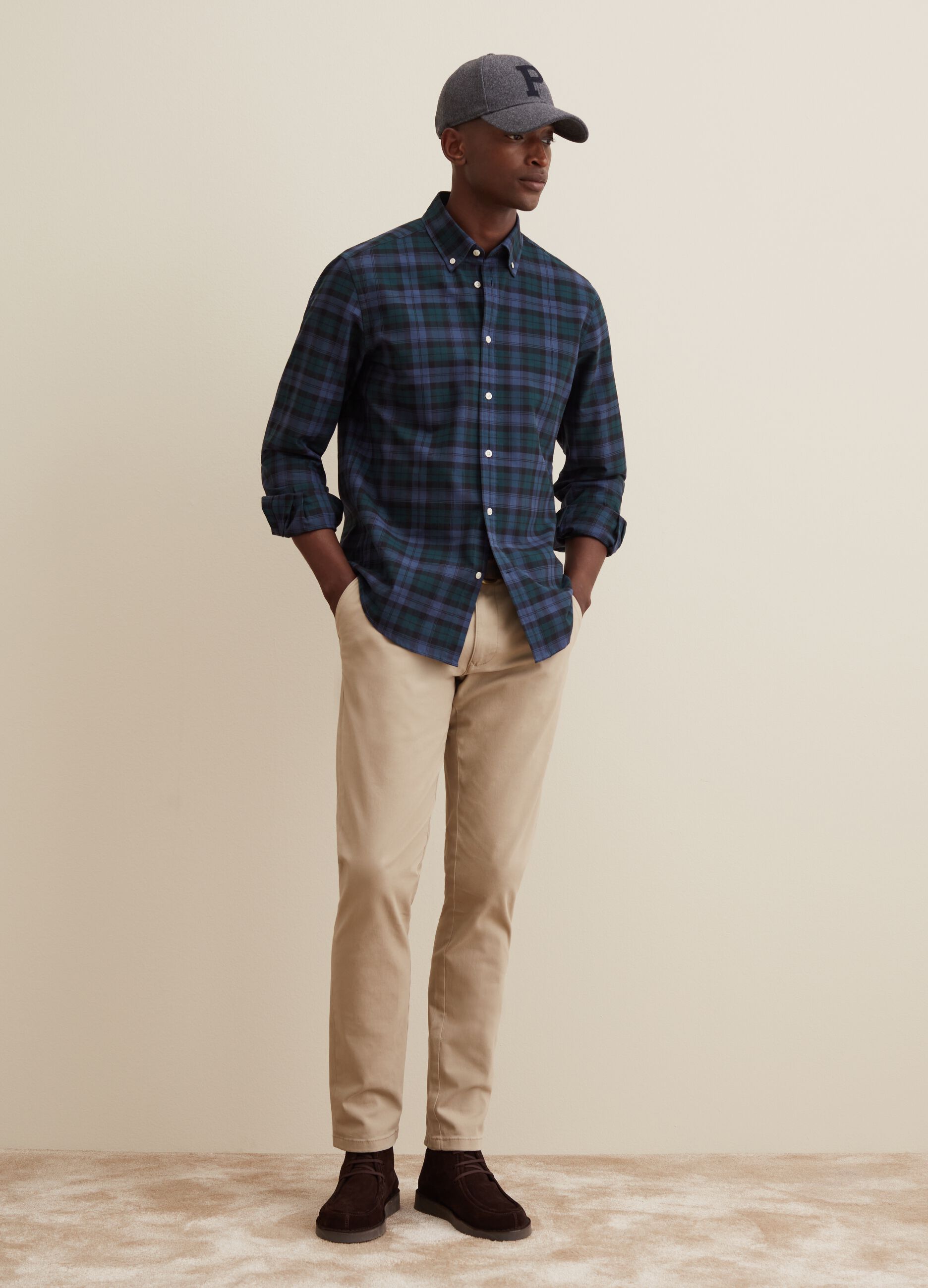 Oxford cotton shirt with check pattern