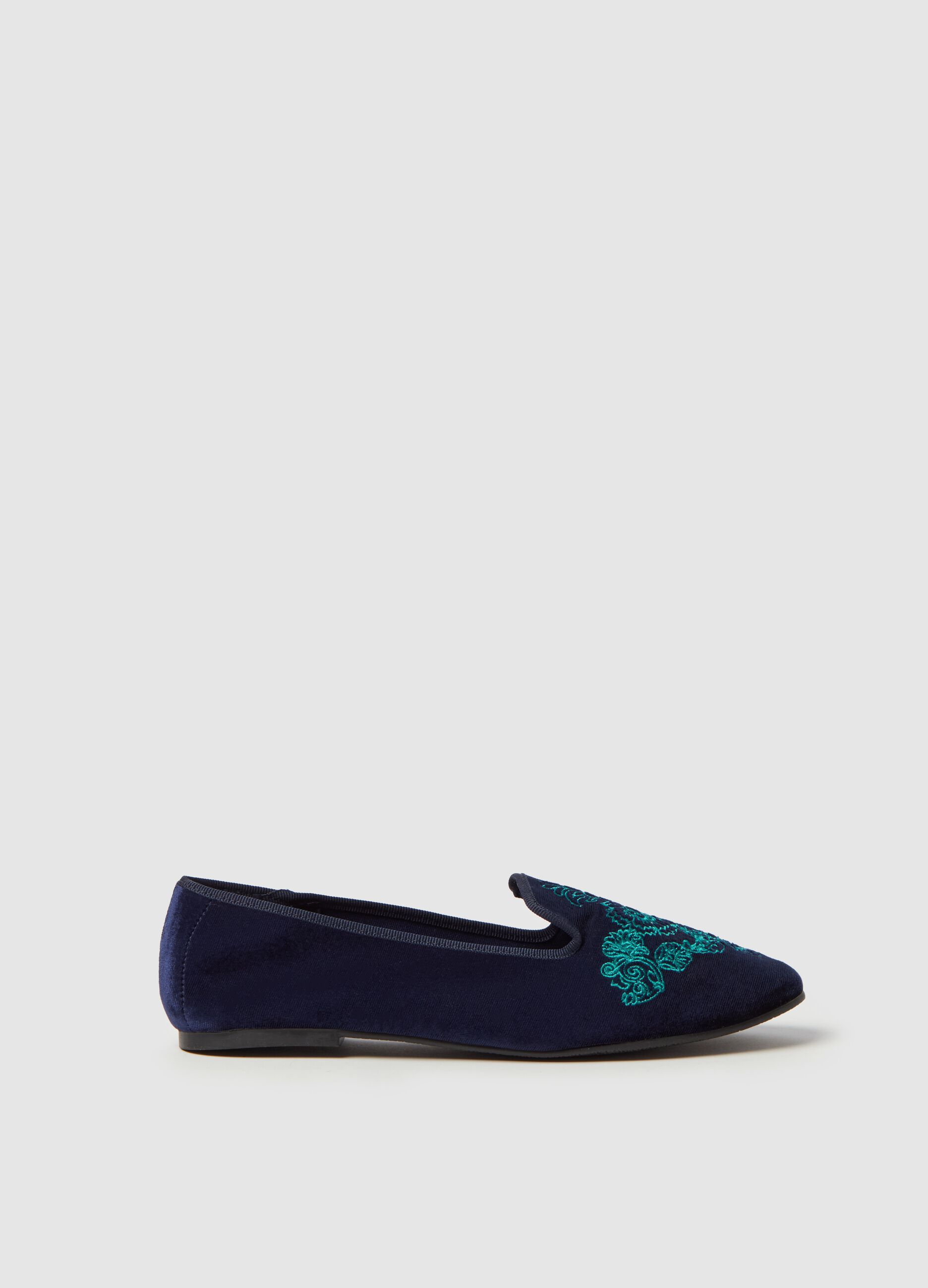 Velvet slipper shoes with embroidery_0