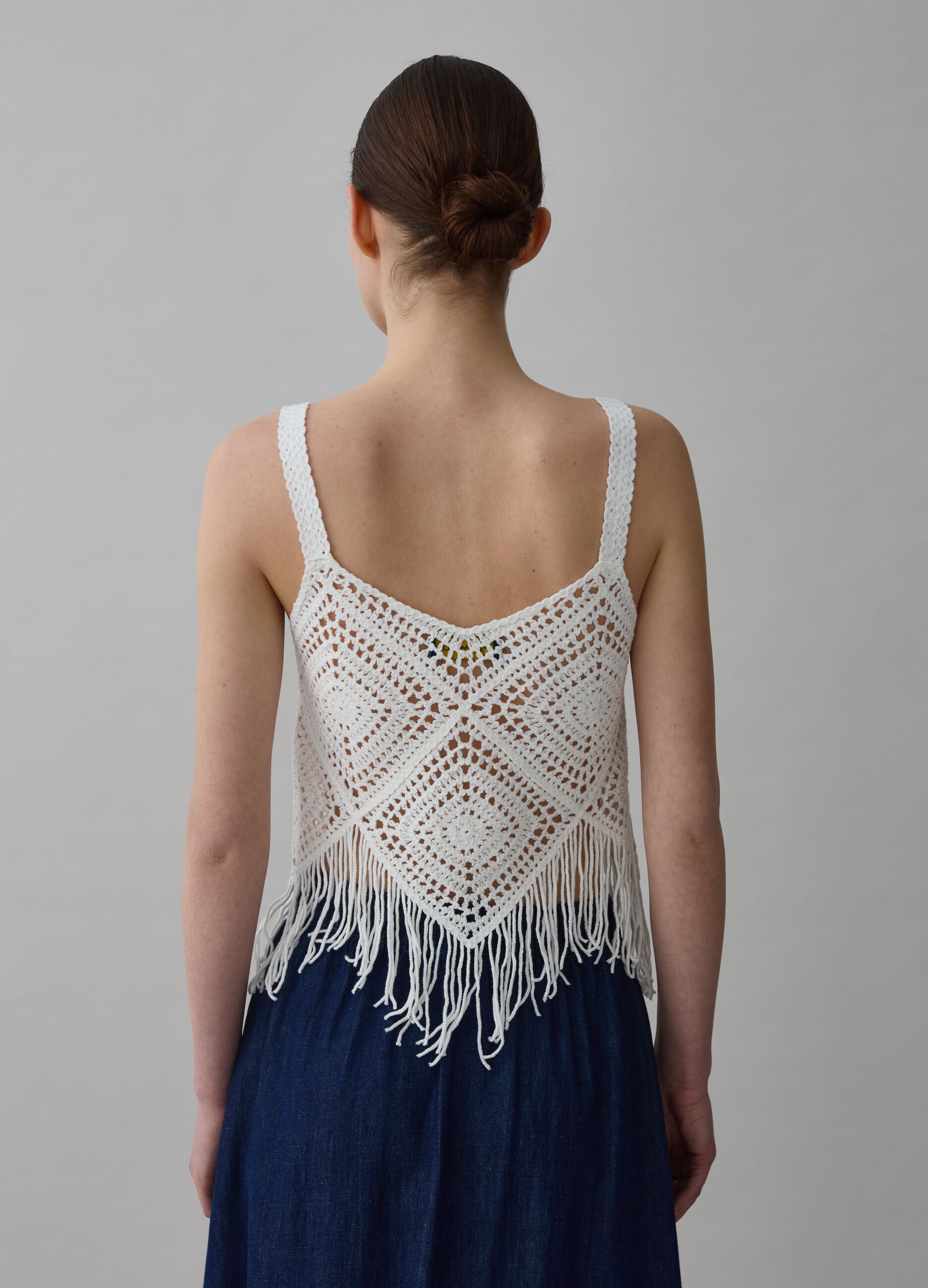 Crochet crop top with fringes