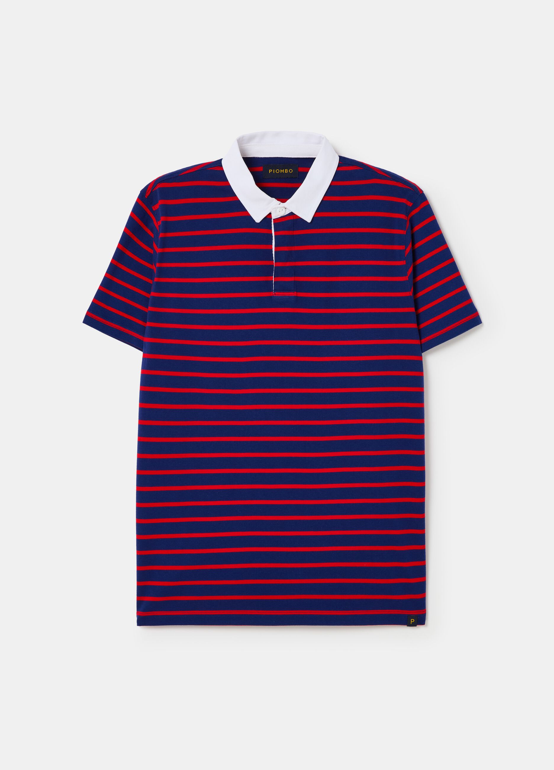 Striped polo shirt with contrasting collar