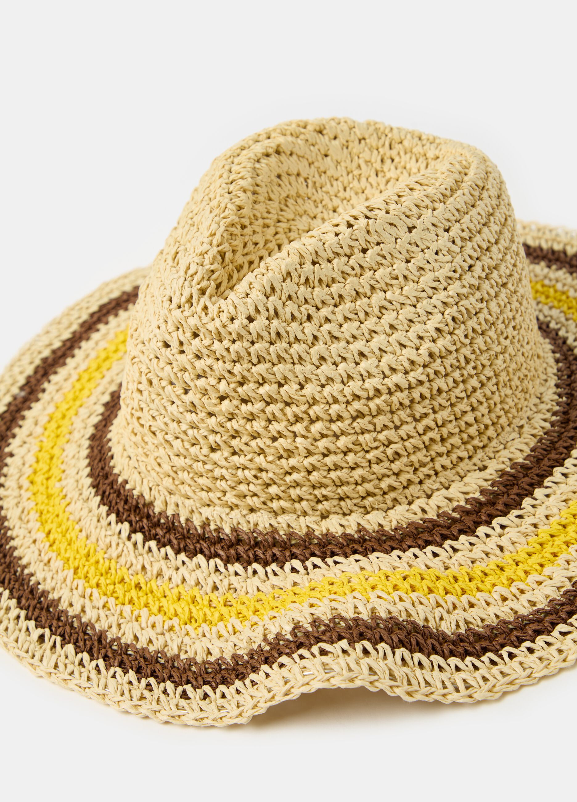 Straw hat with striped detail_1