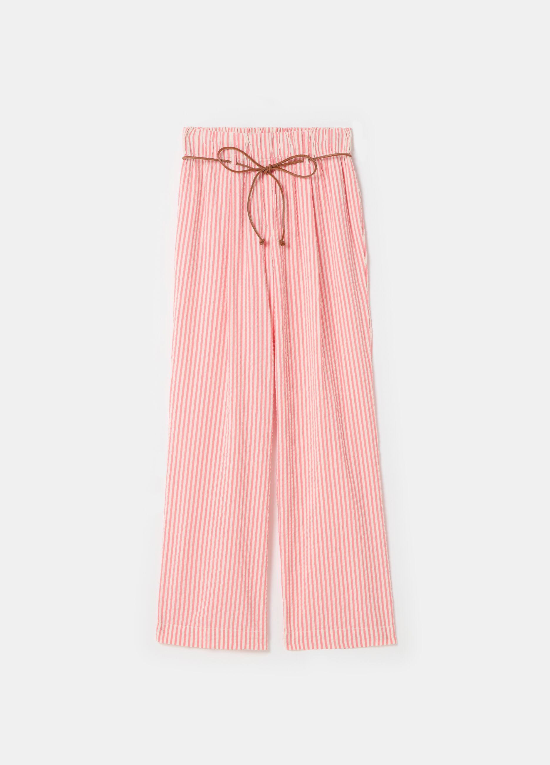 Striped seersucker trousers with belt_3