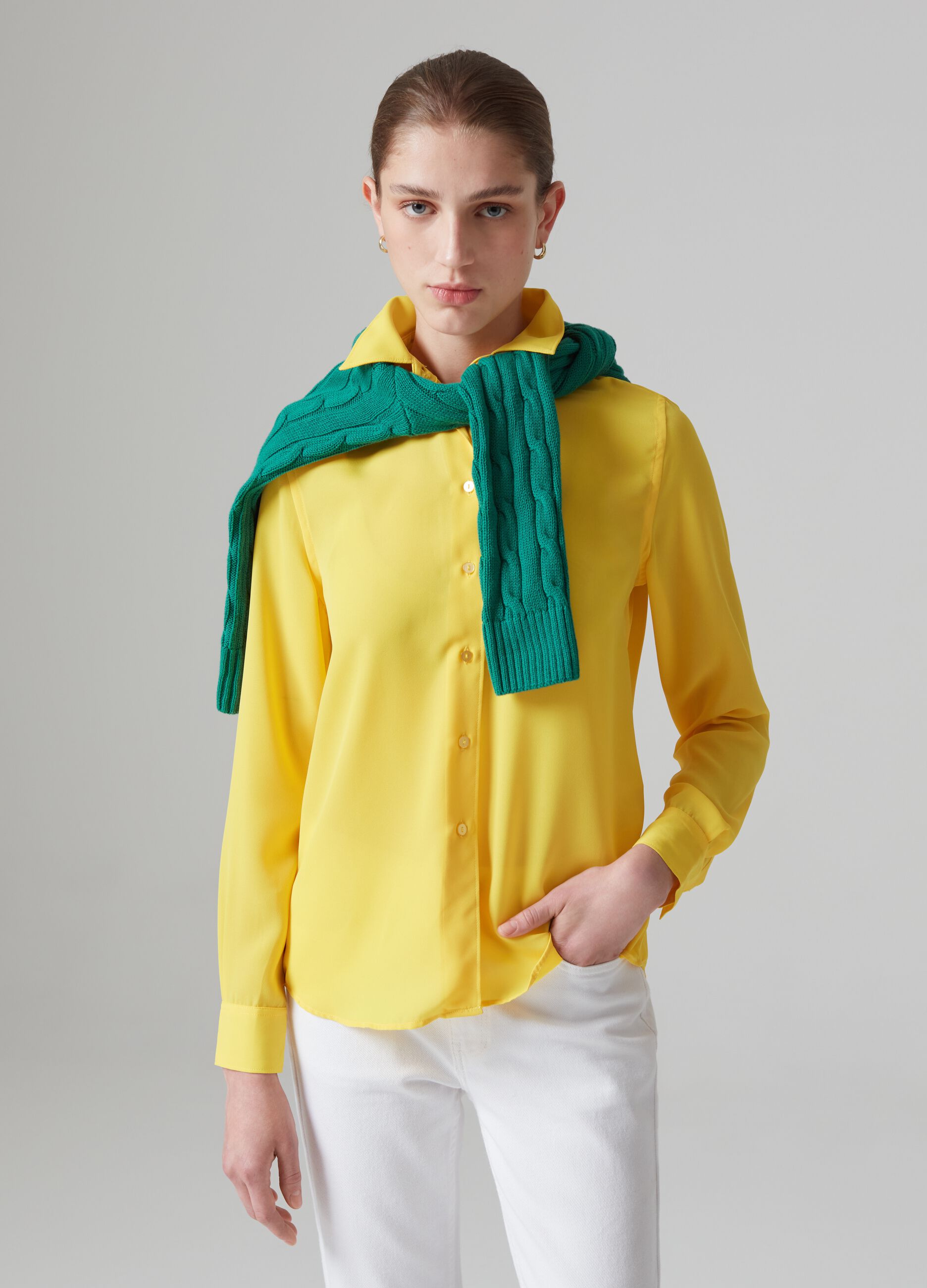 Solid colour crêpe shirt_0