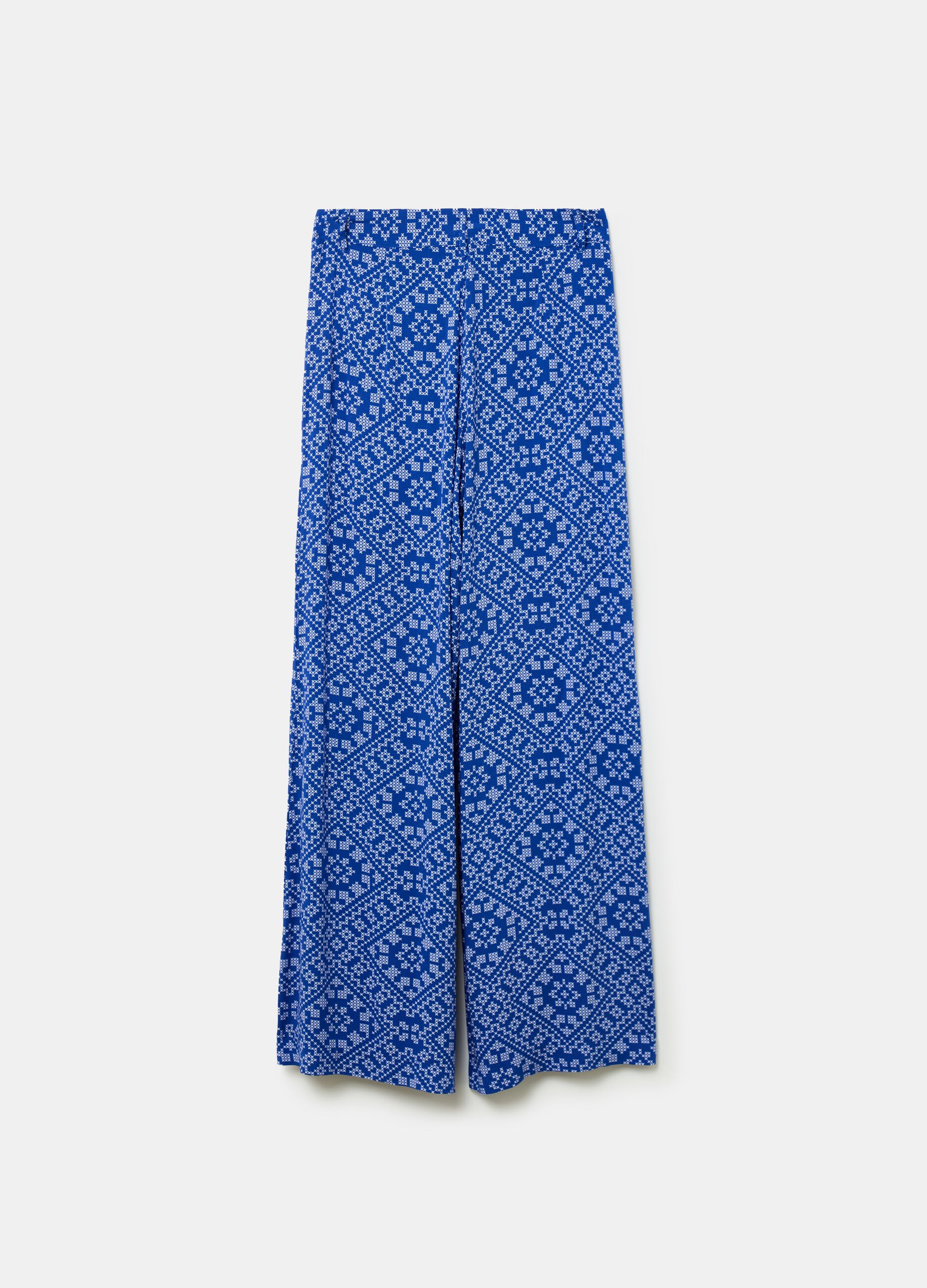 Flare-fit trousers in viscose with print_4