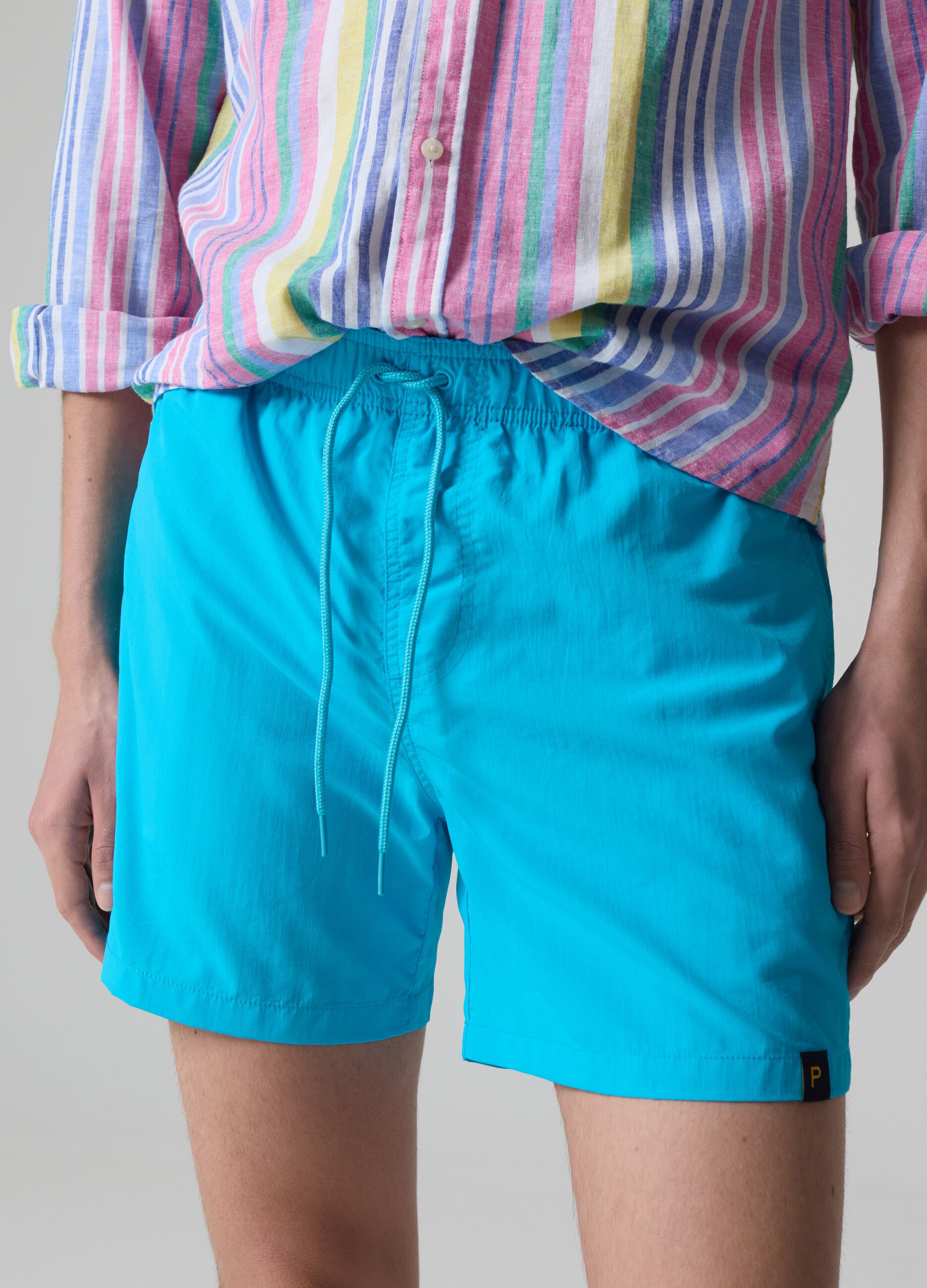 Bermuda swim shorts with drawstring