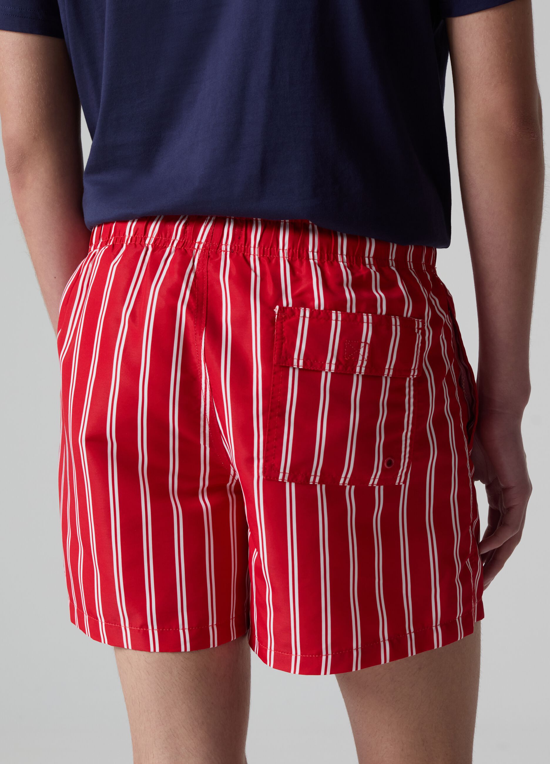 Bermuda swim shorts with fine stripes_2