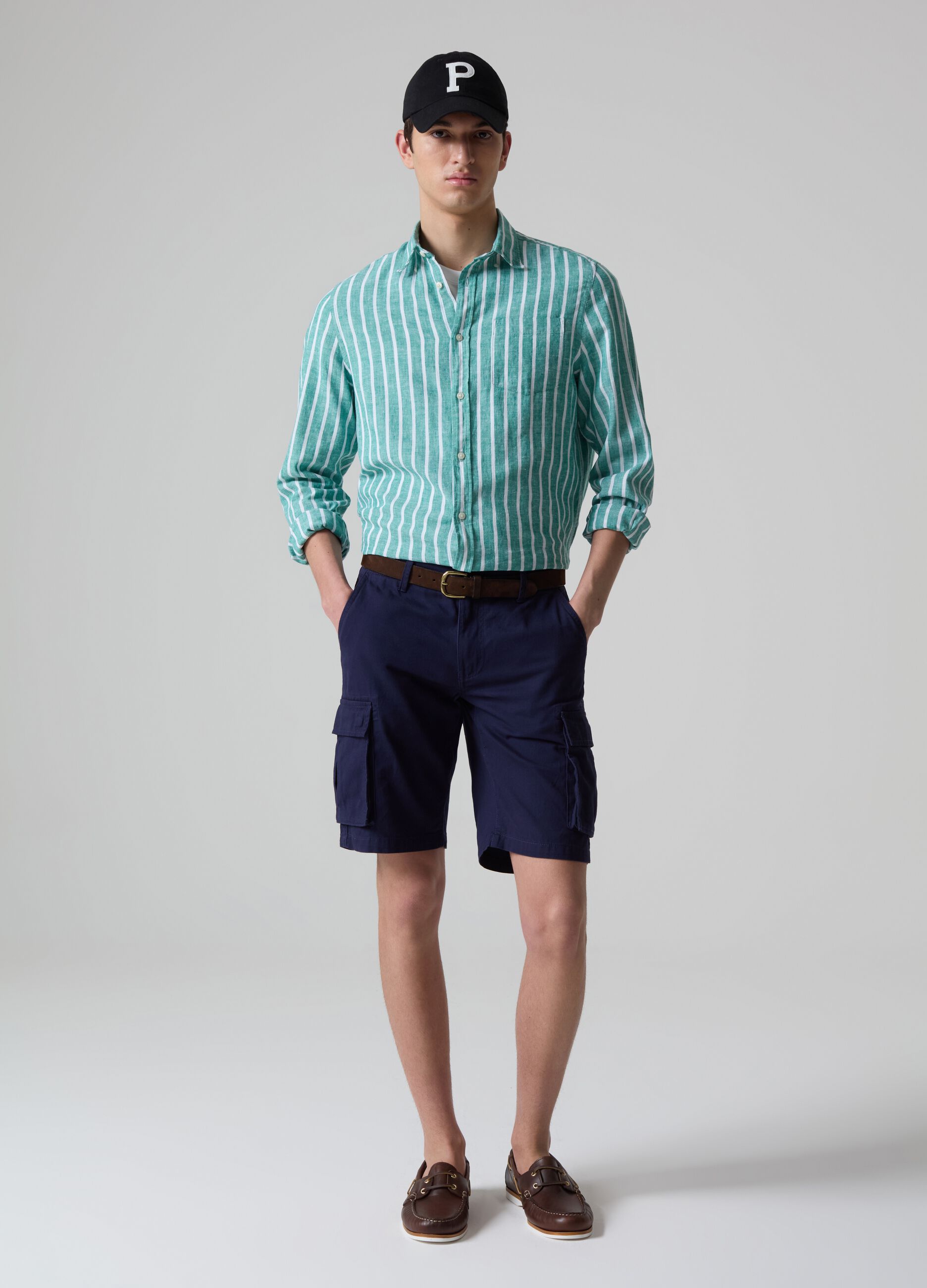 Cargo Bermuda shorts in cotton twill