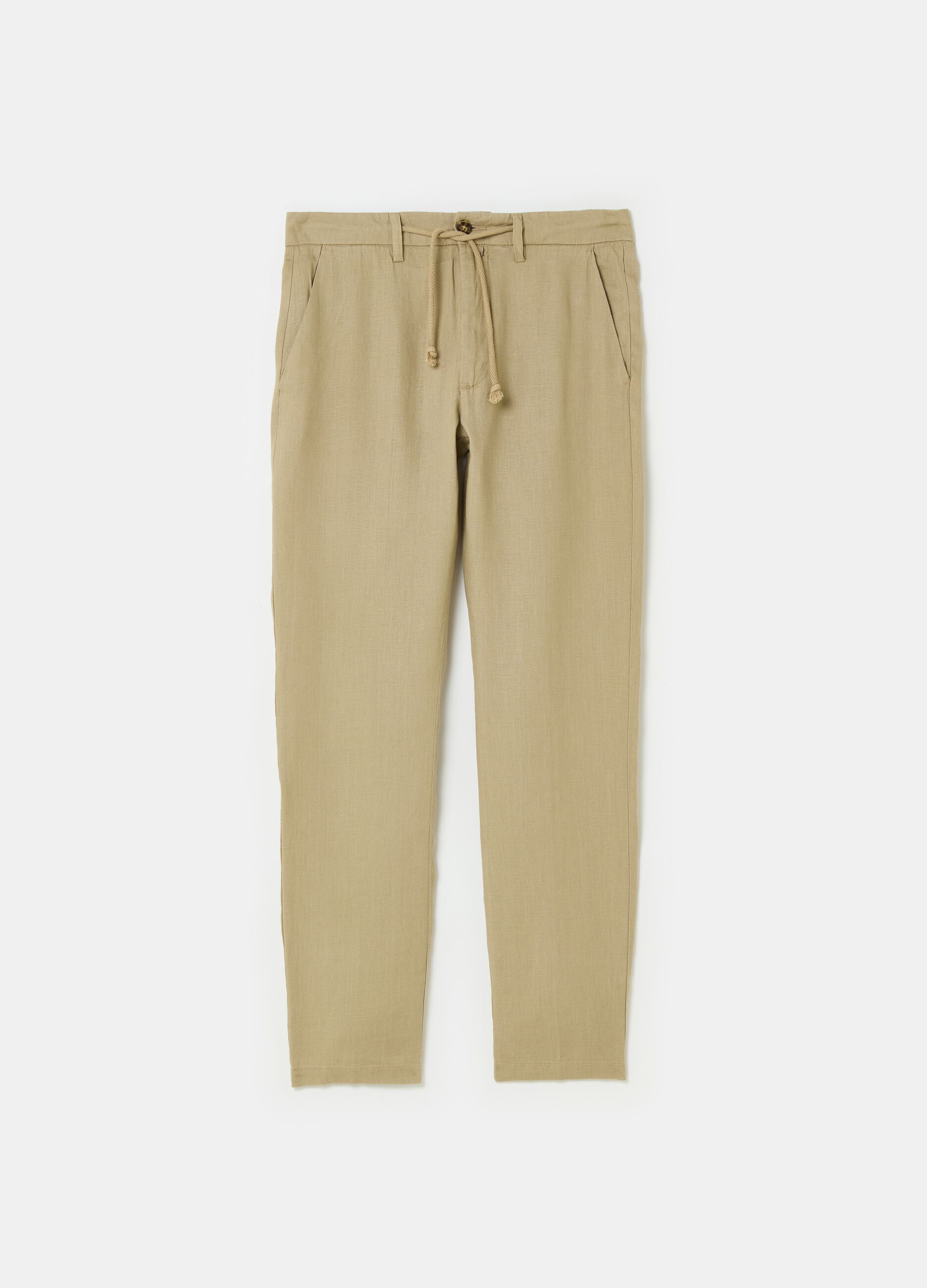 Chino trousers in linen with drawstring_3