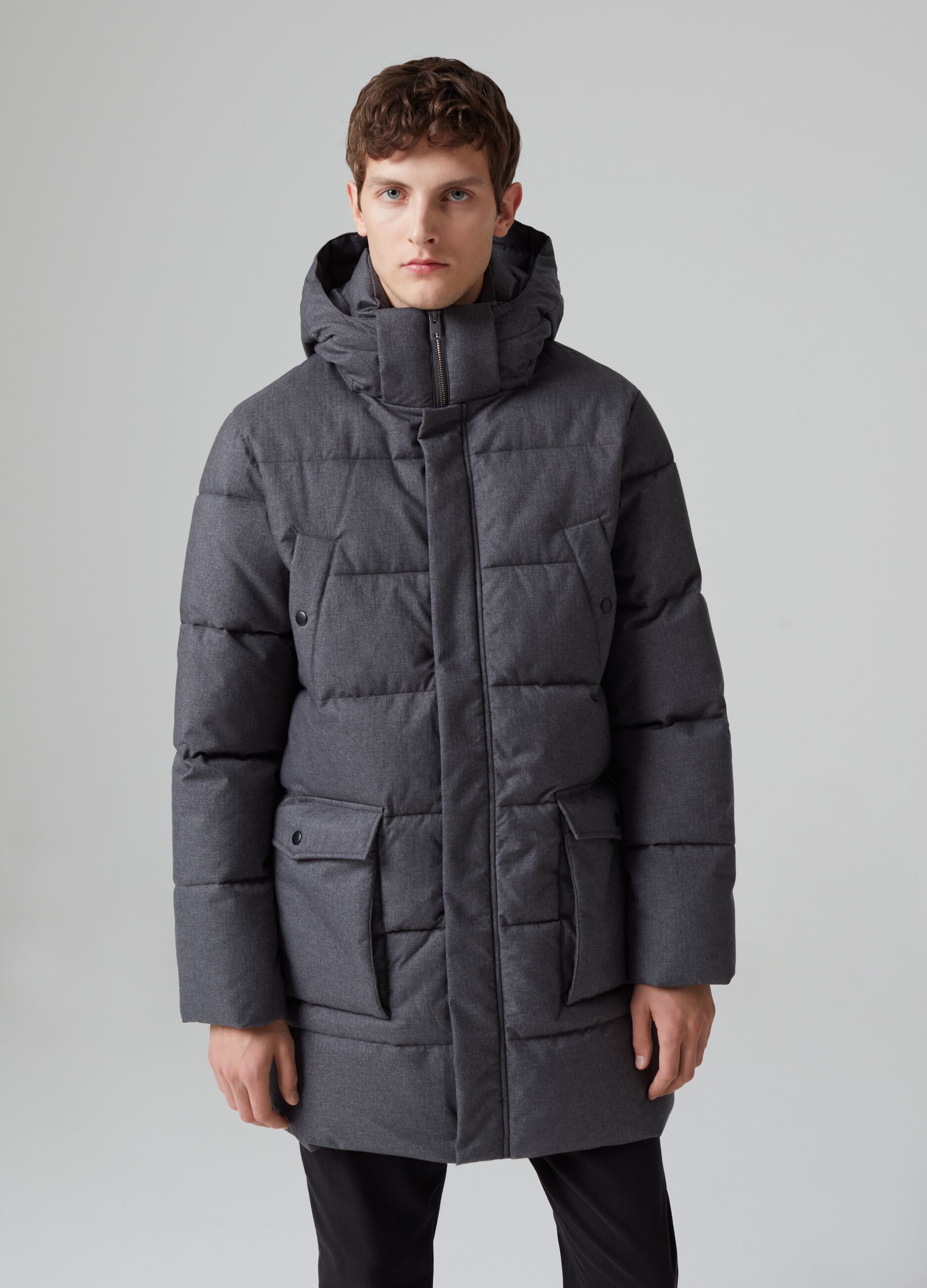 Quilted down jacket with hood_1