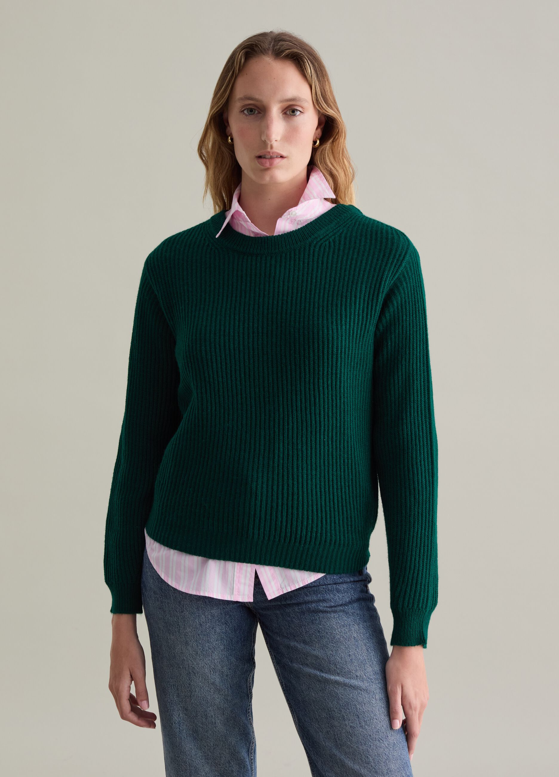 Ribbed pullover with round neckline_1