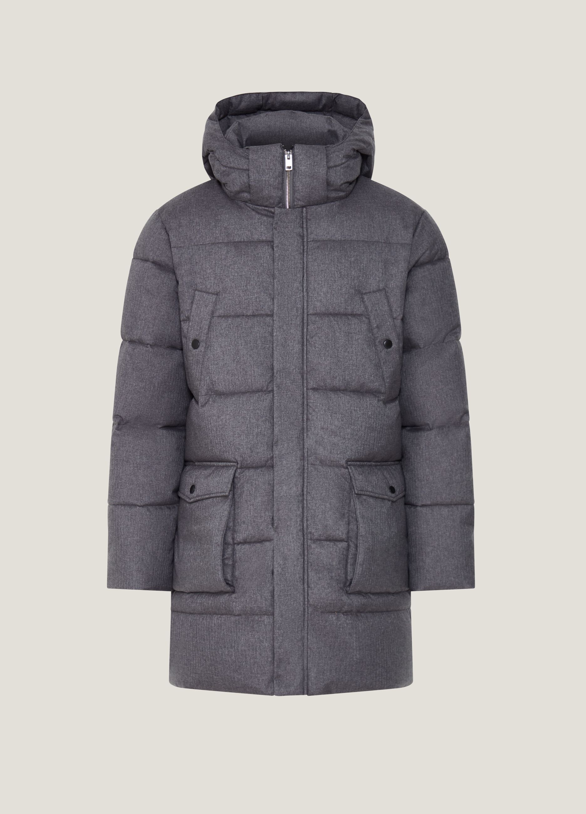 Quilted down jacket with hood_3