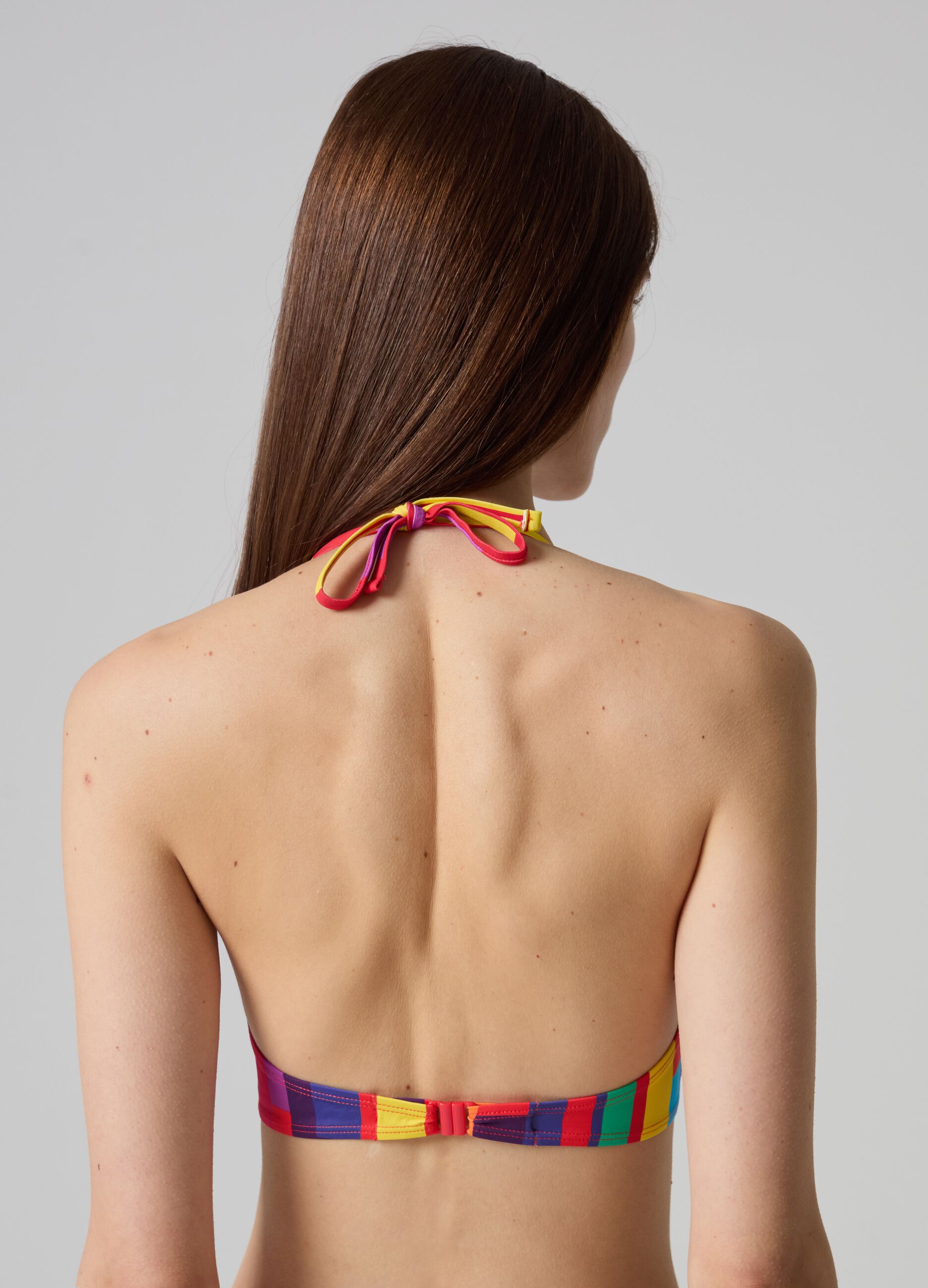 Triangle bikini top with multi-color print_2
