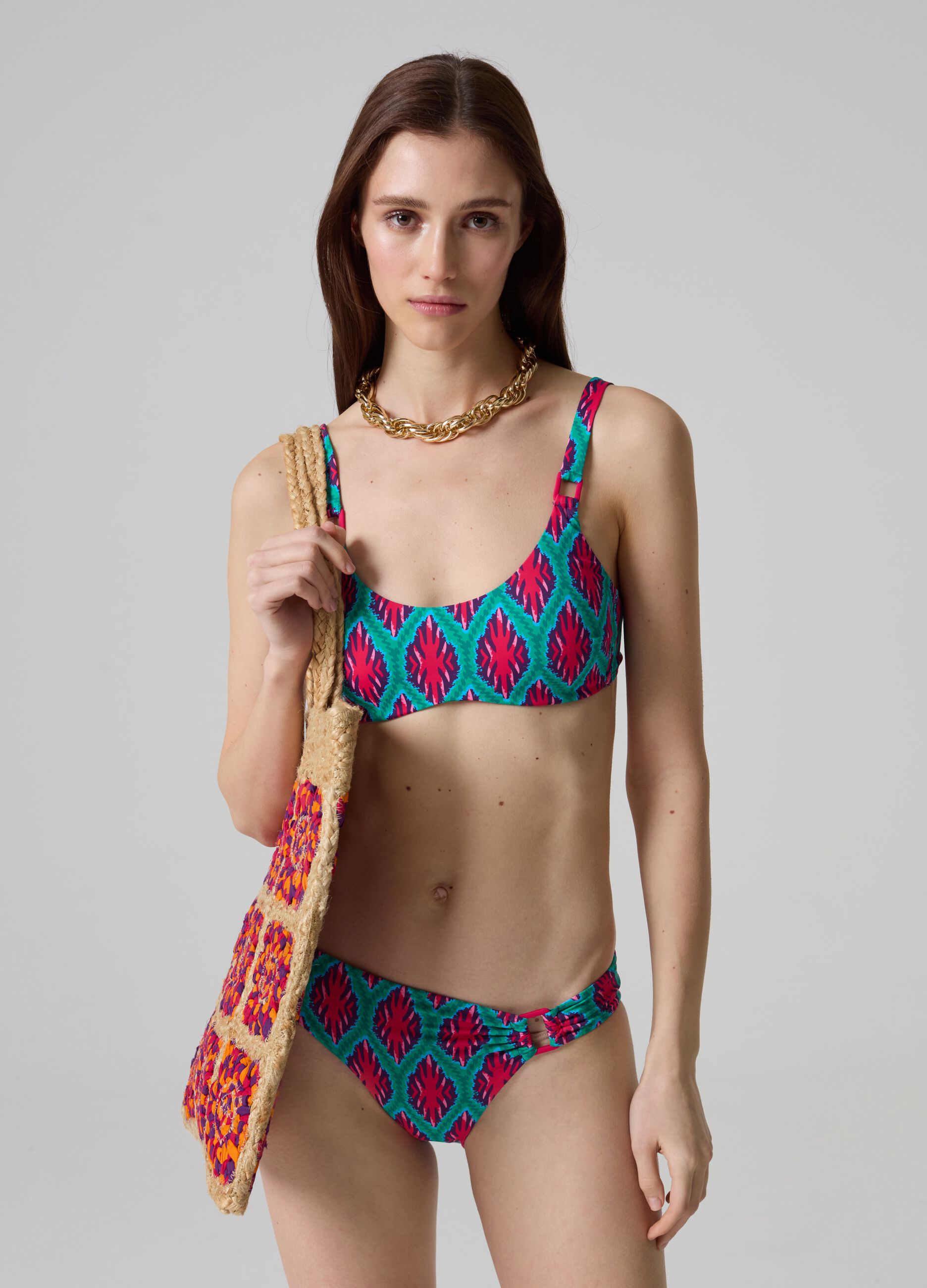 Bralette bikini top with ikat print_2