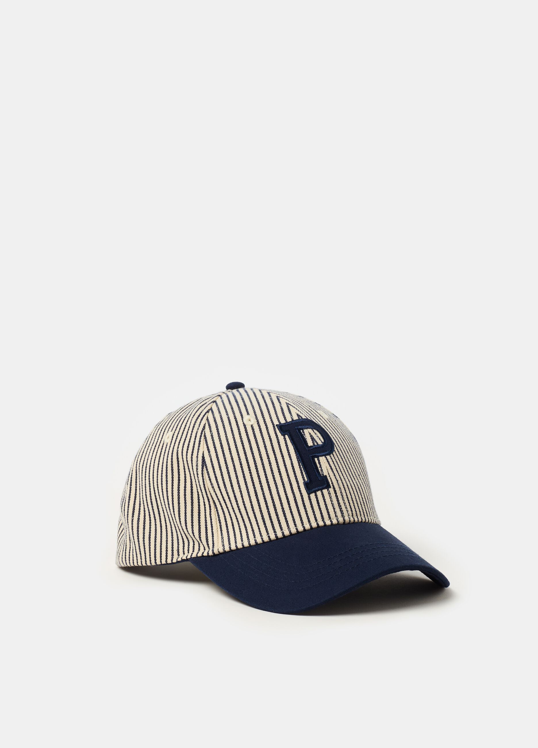 Striped baseball cap with logo patch_2