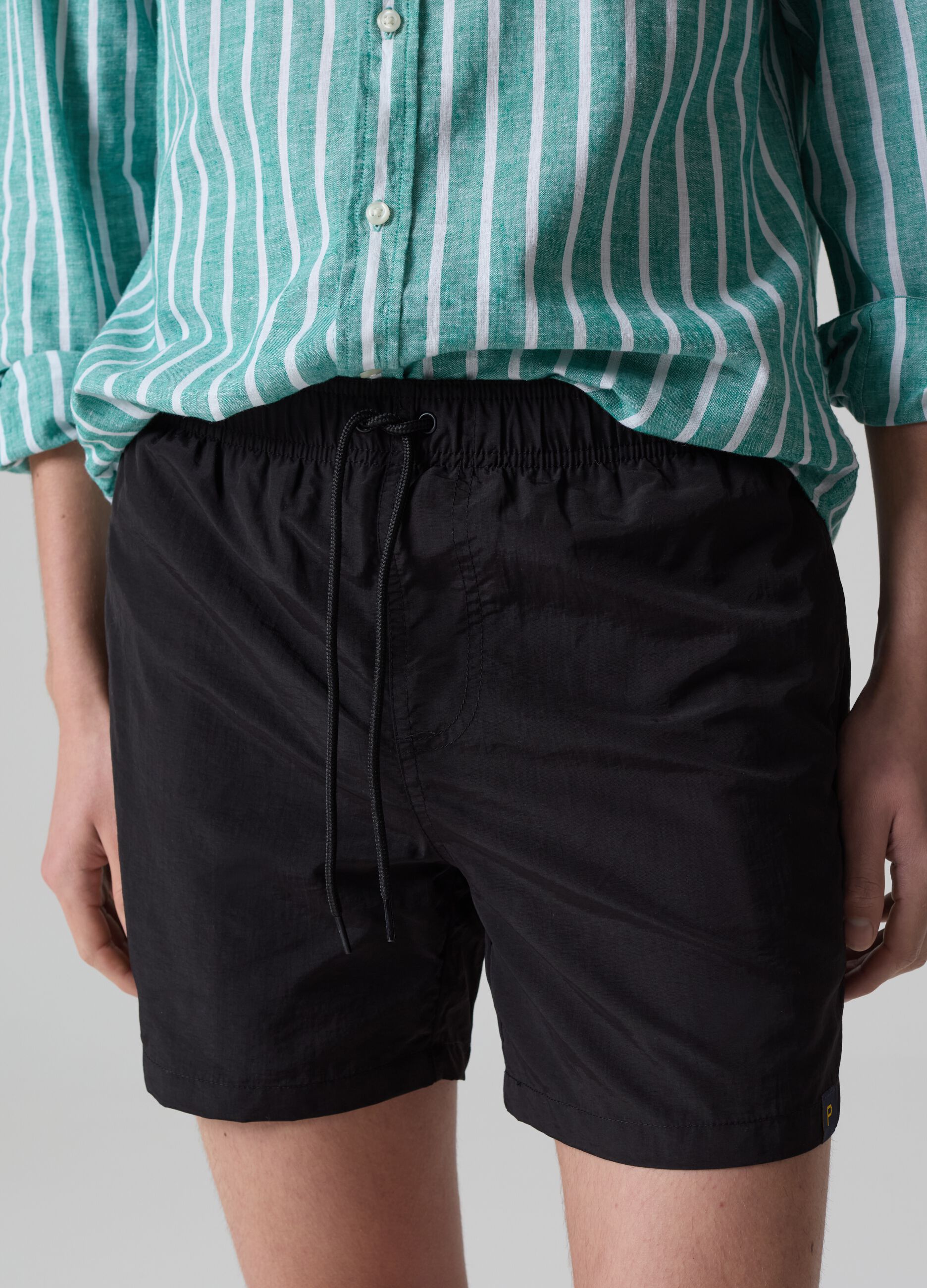 Bermuda swim shorts with drawstring