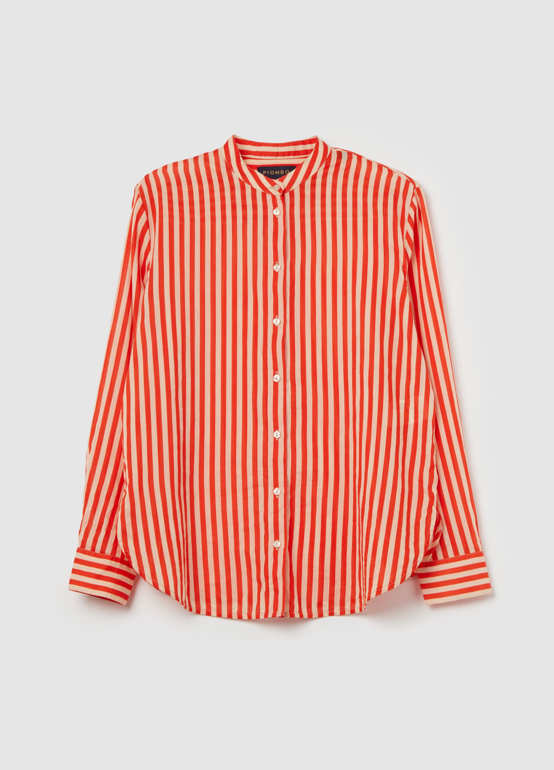 Striped shirt with Mandarin collar