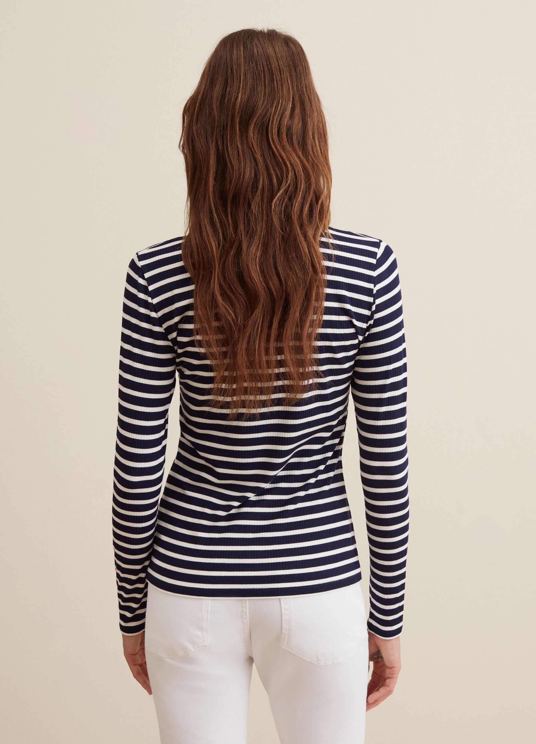 Long-sleeved striped T-shirt_2