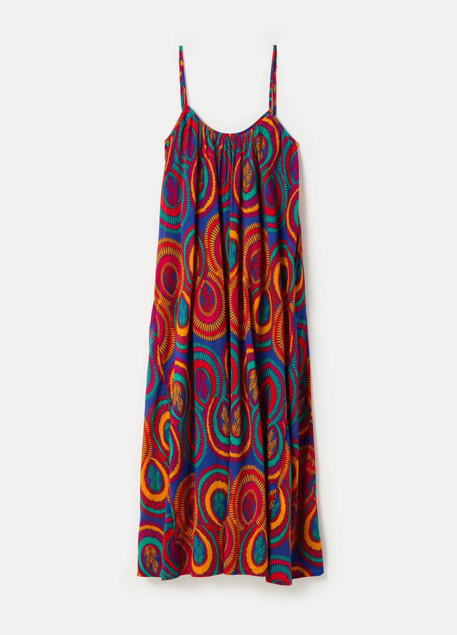 Long printed dress with bare back_3