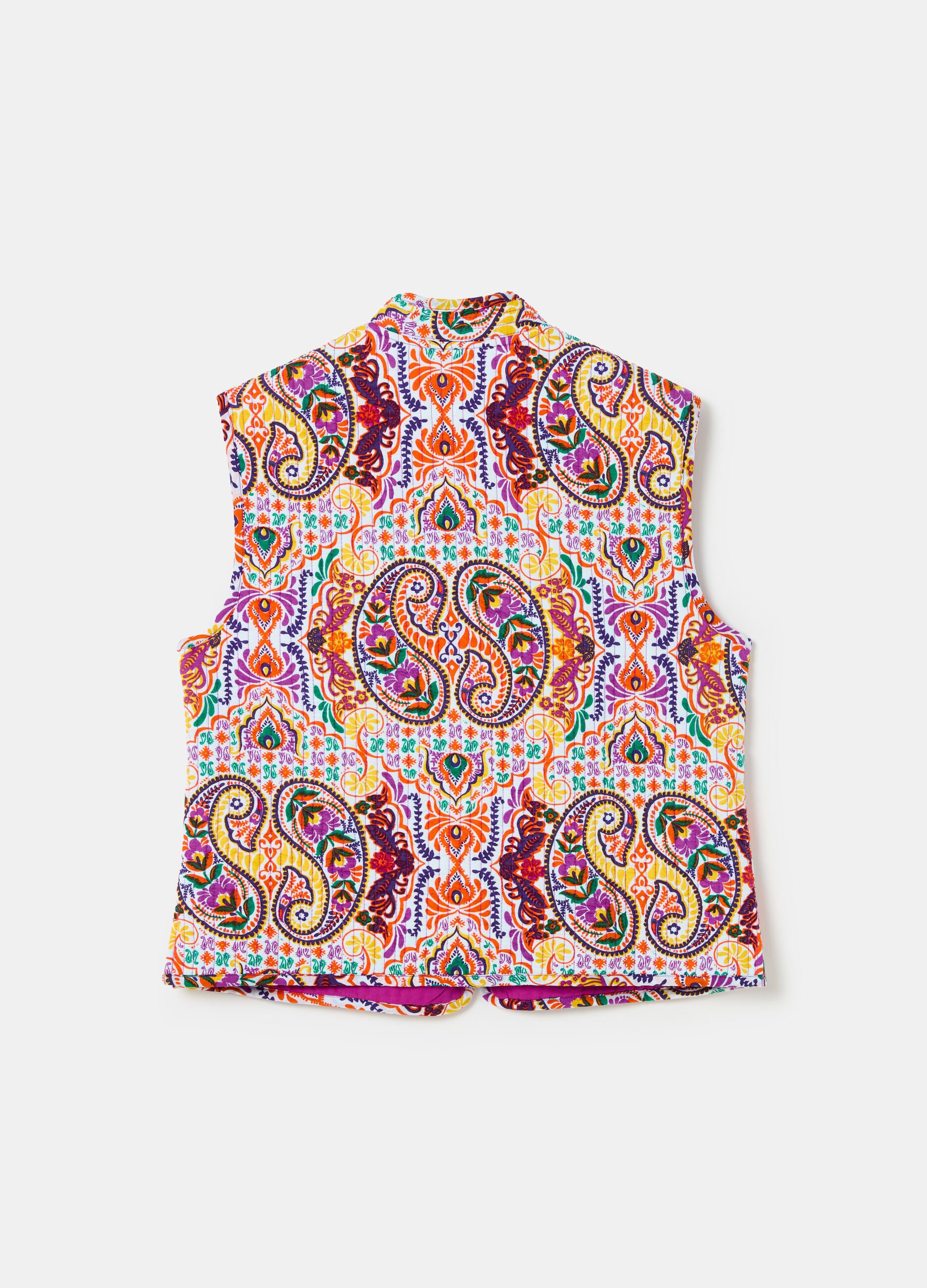 Quilted gilet with paisley print_4