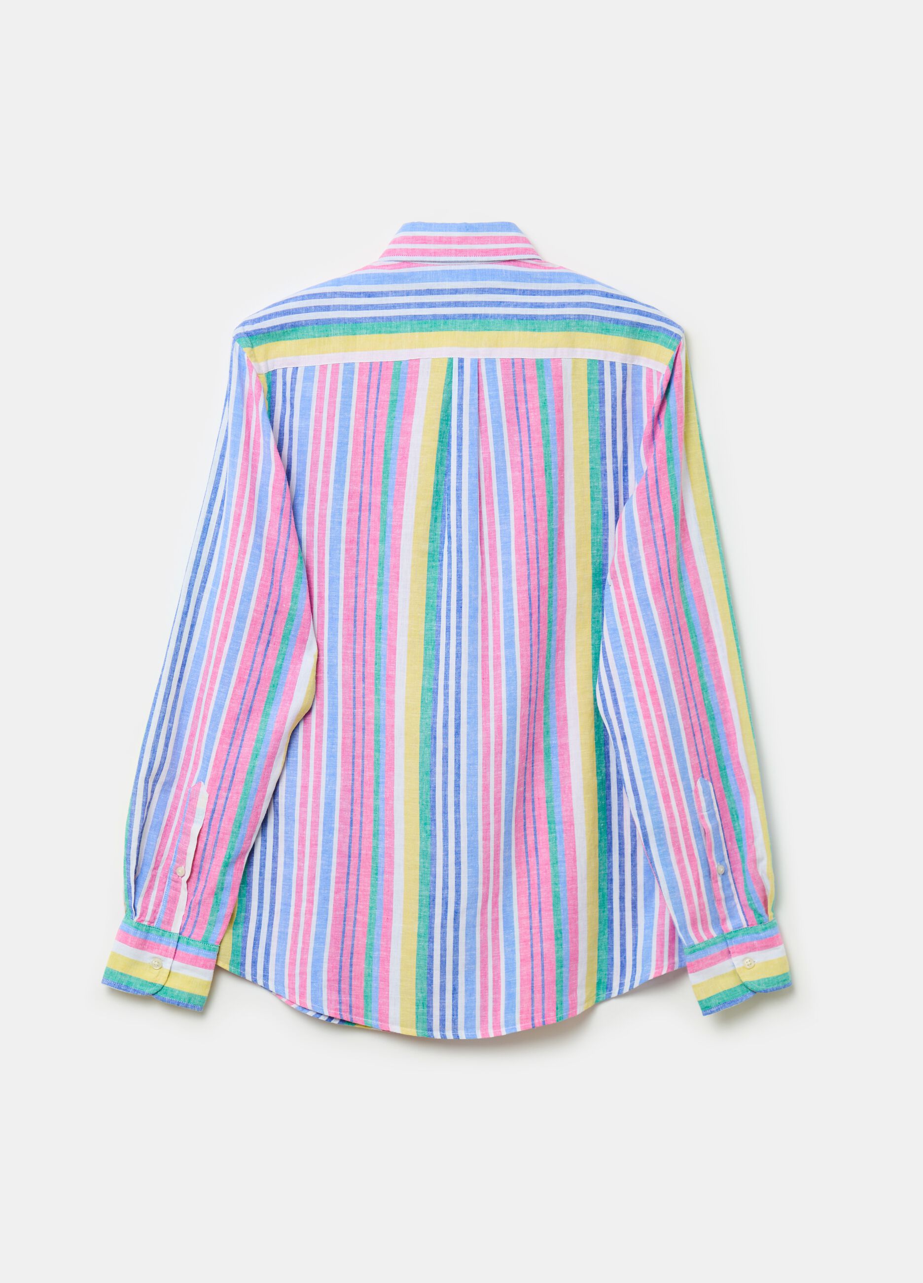 Linen and cotton shirt with multicoloured stripes_4