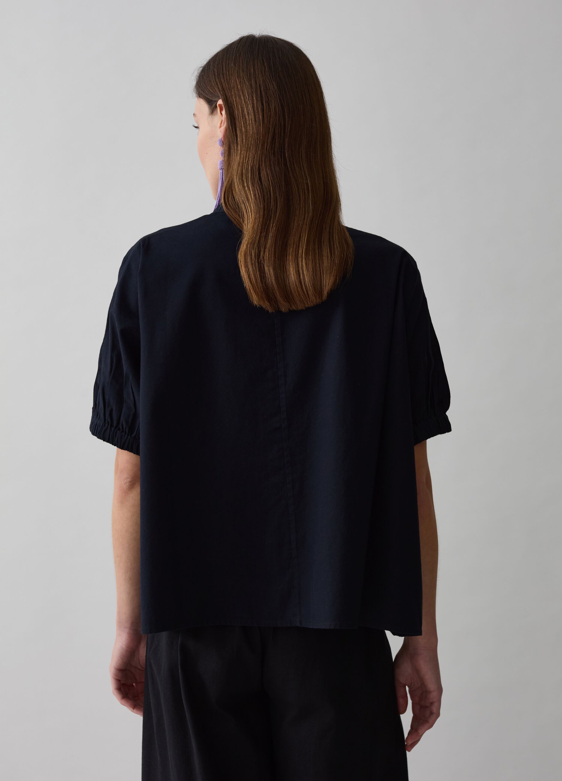 Poplin blouse with puff sleeves_2