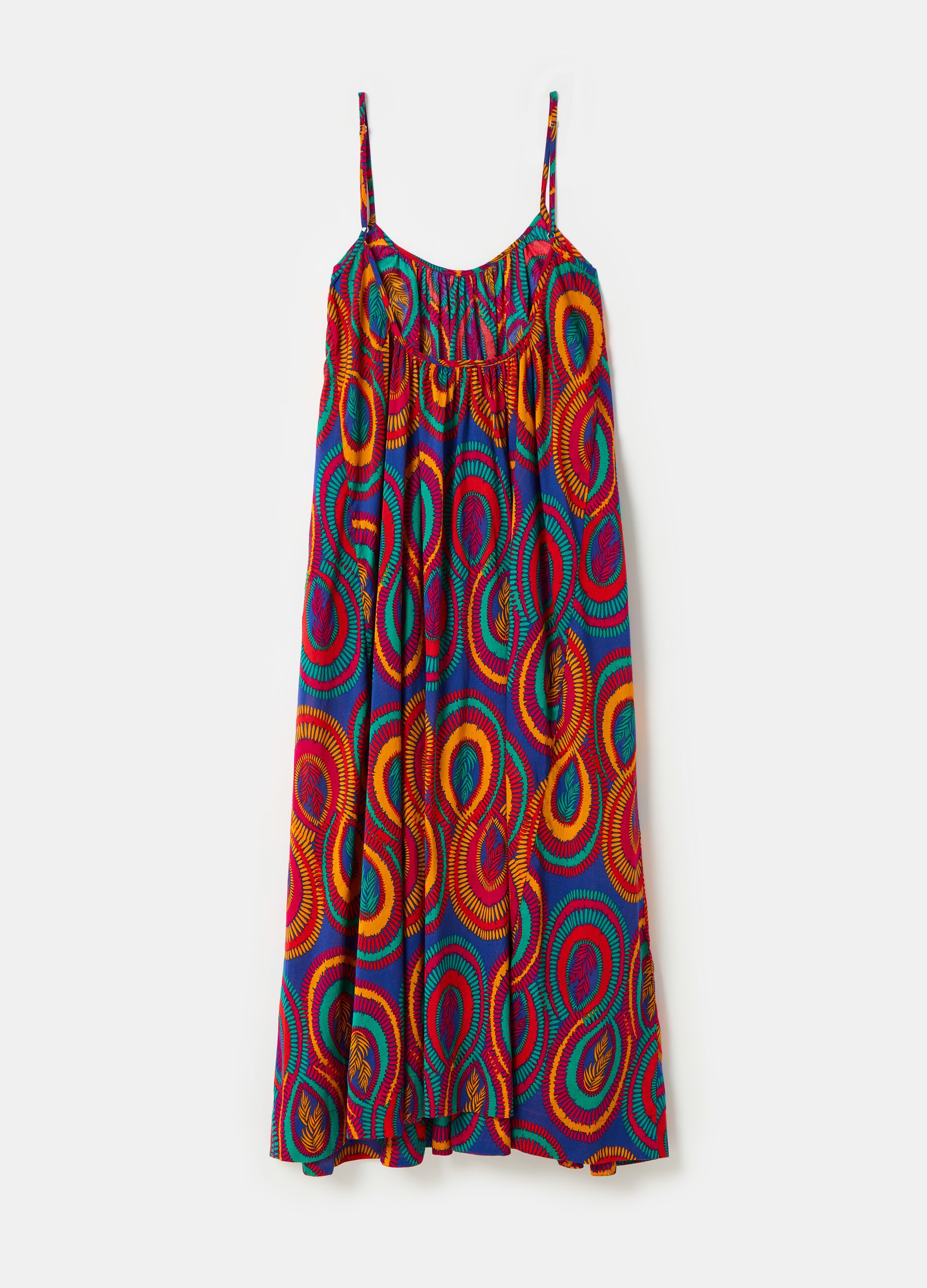 Long printed dress with bare back