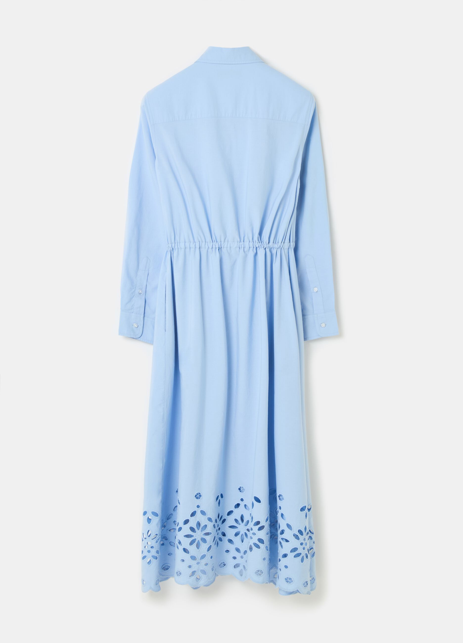 Long shirt dress with broderie anglaise hem