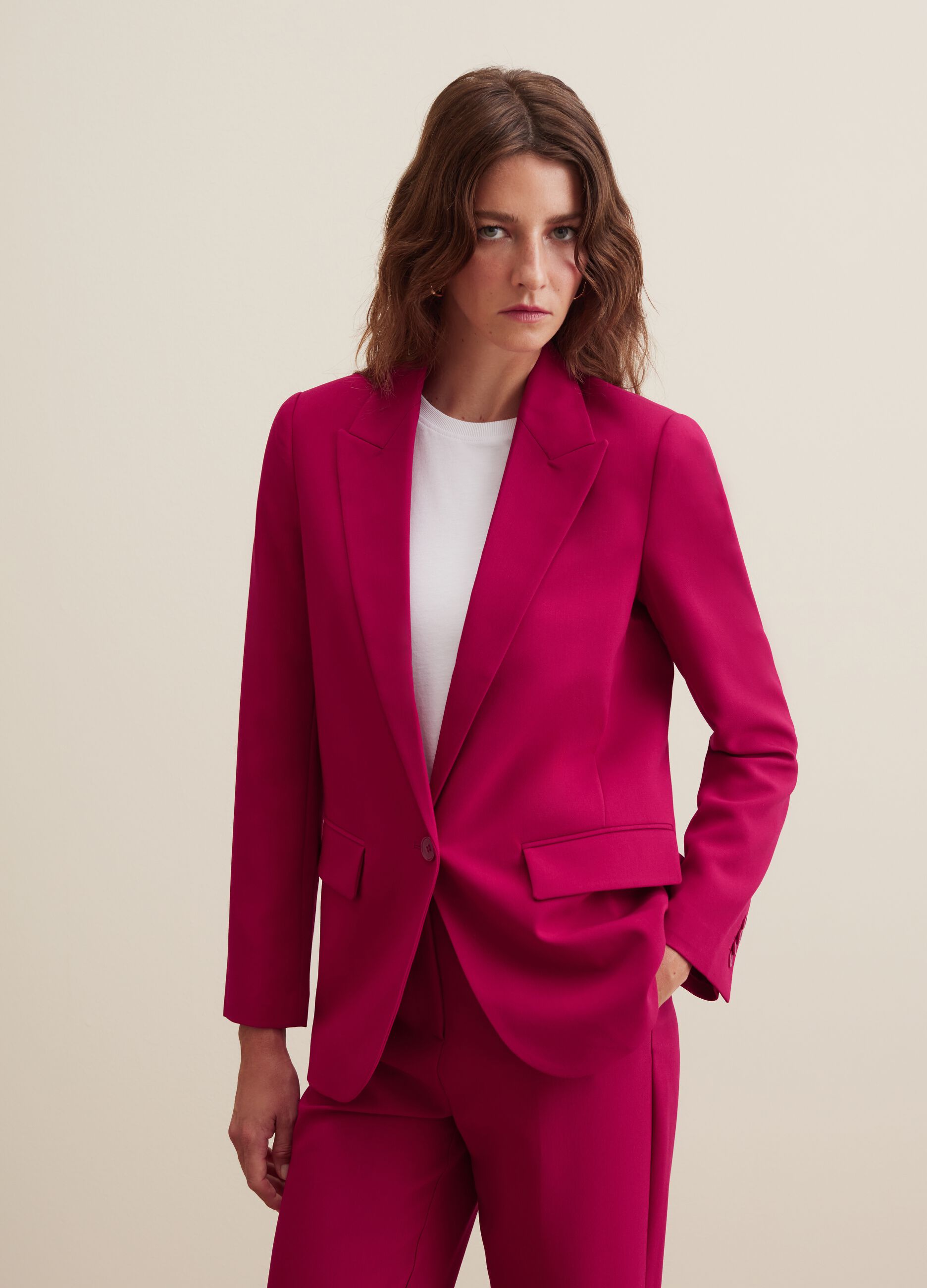 Solid colour single-breasted blazer