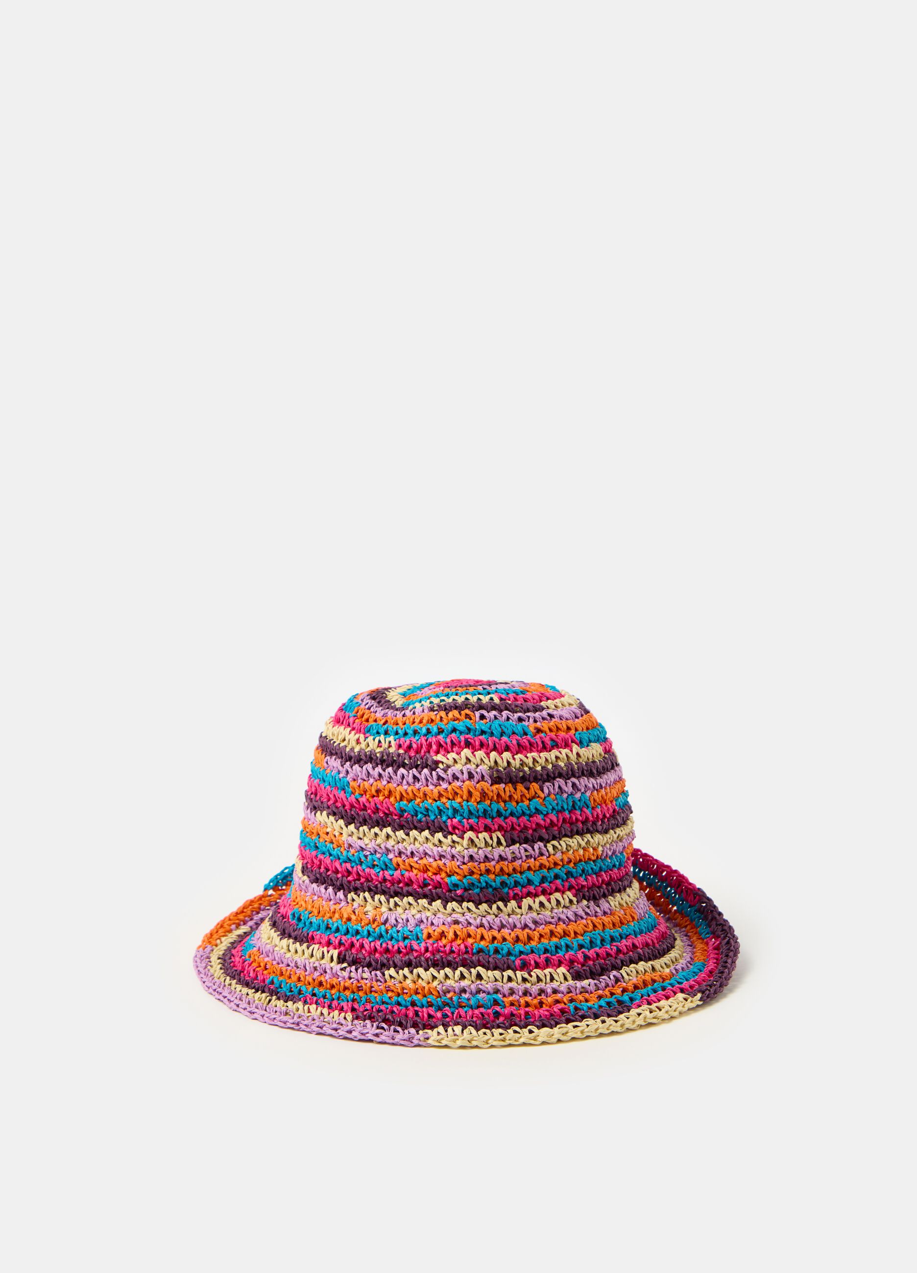 Multicoloured raffia hat_0