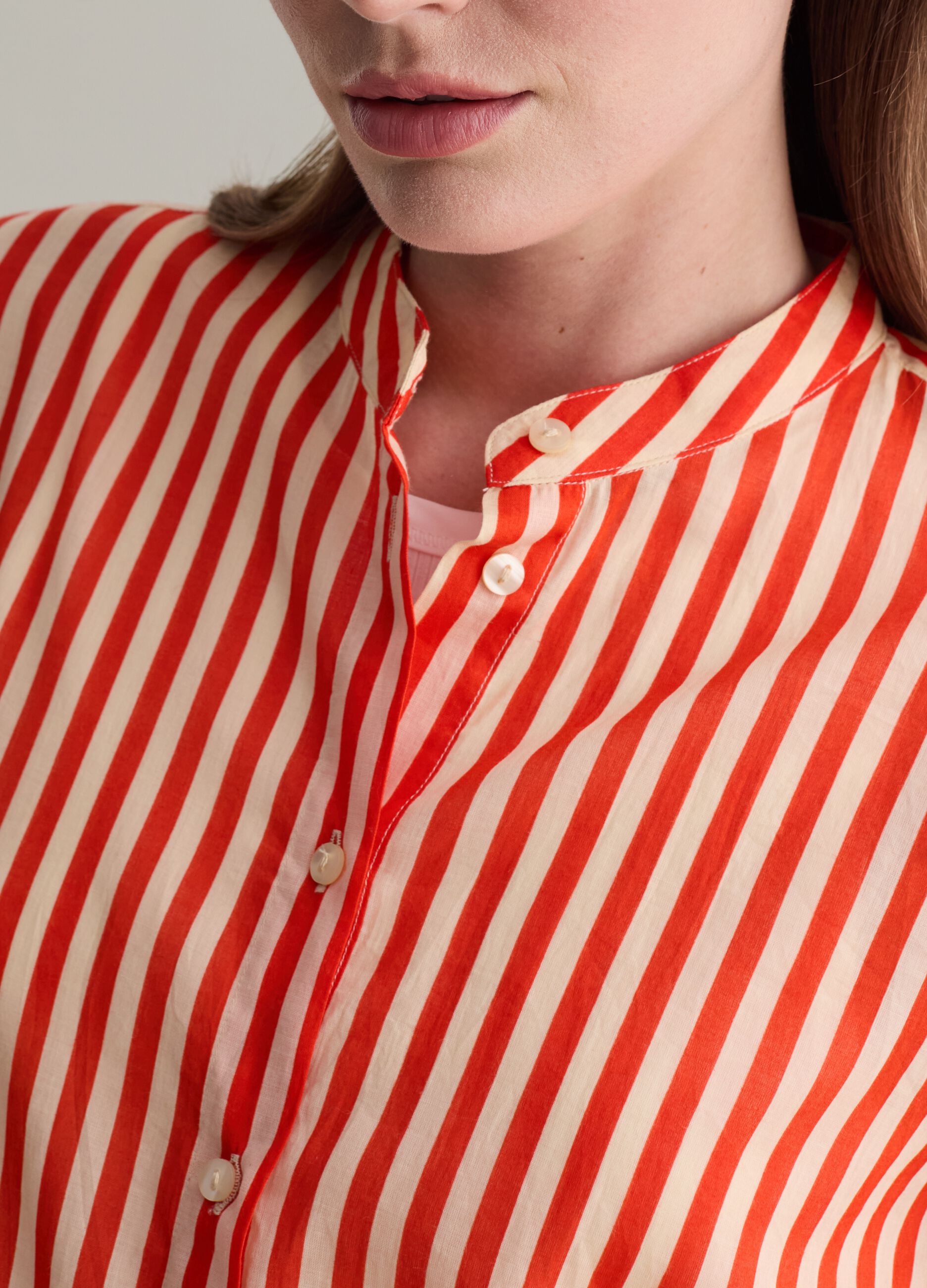 Striped shirt with Mandarin collar