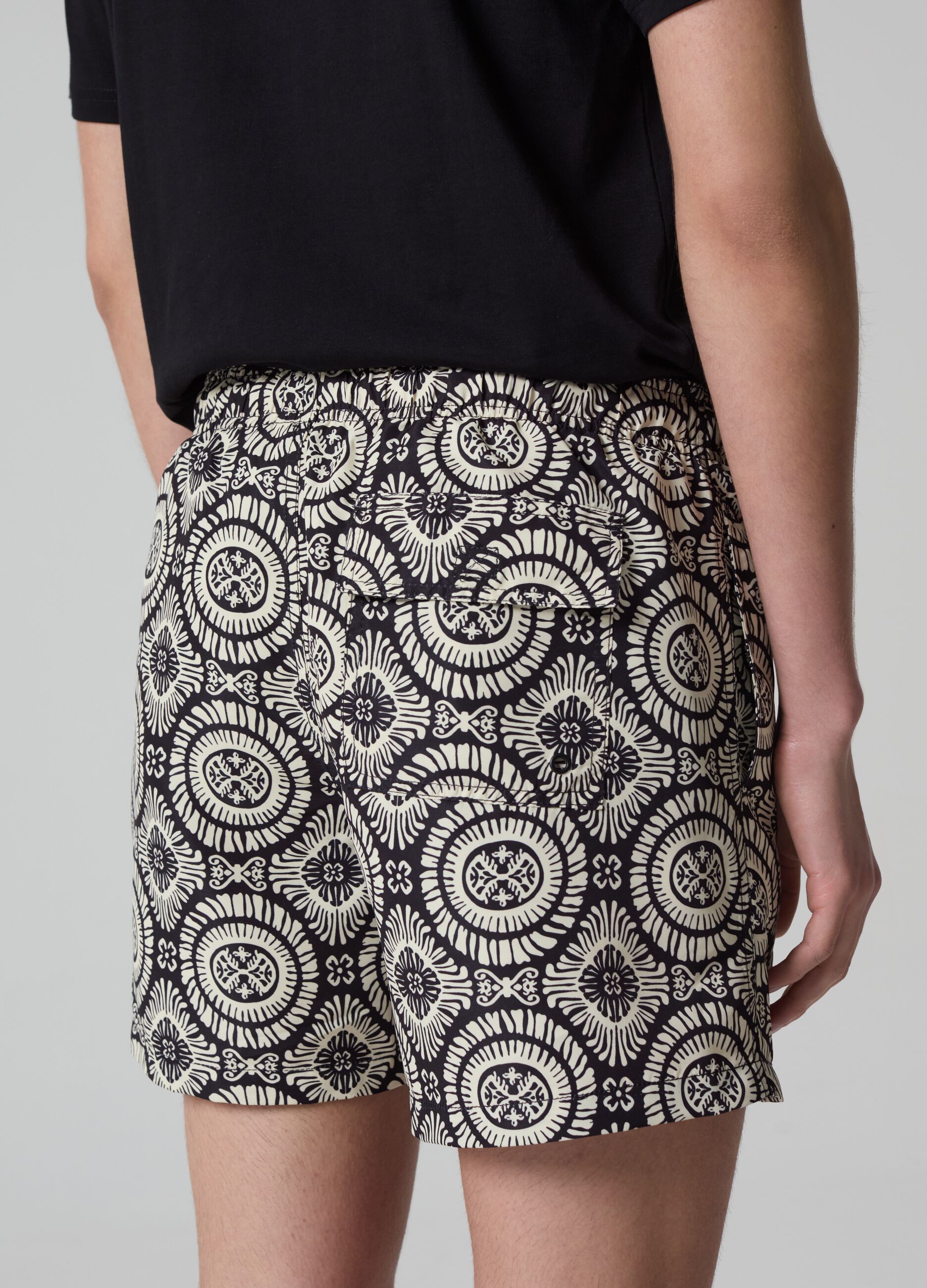 Bermuda swim shorts with Inca print_2