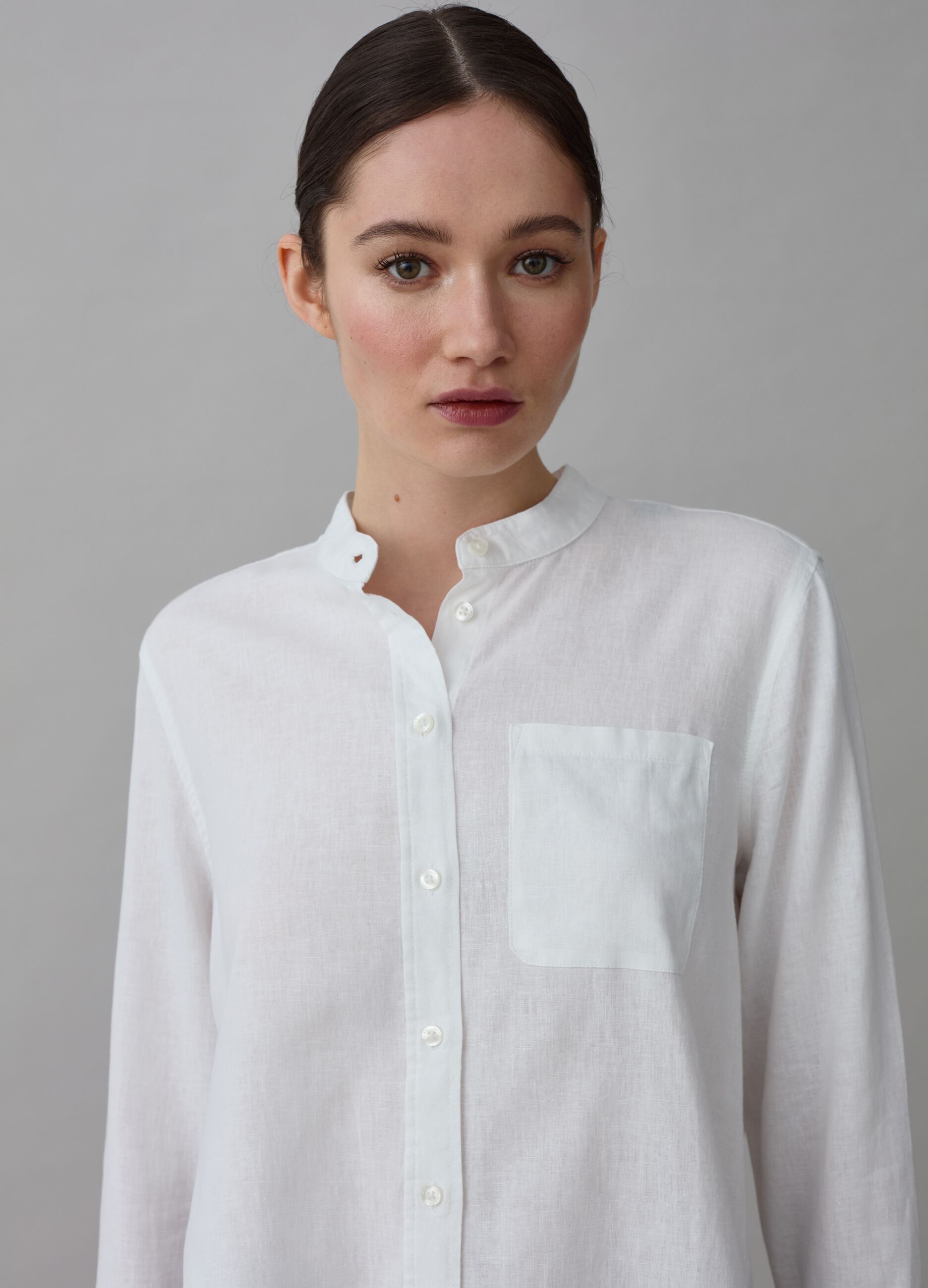 Shirt with Mandarin collar and pocket