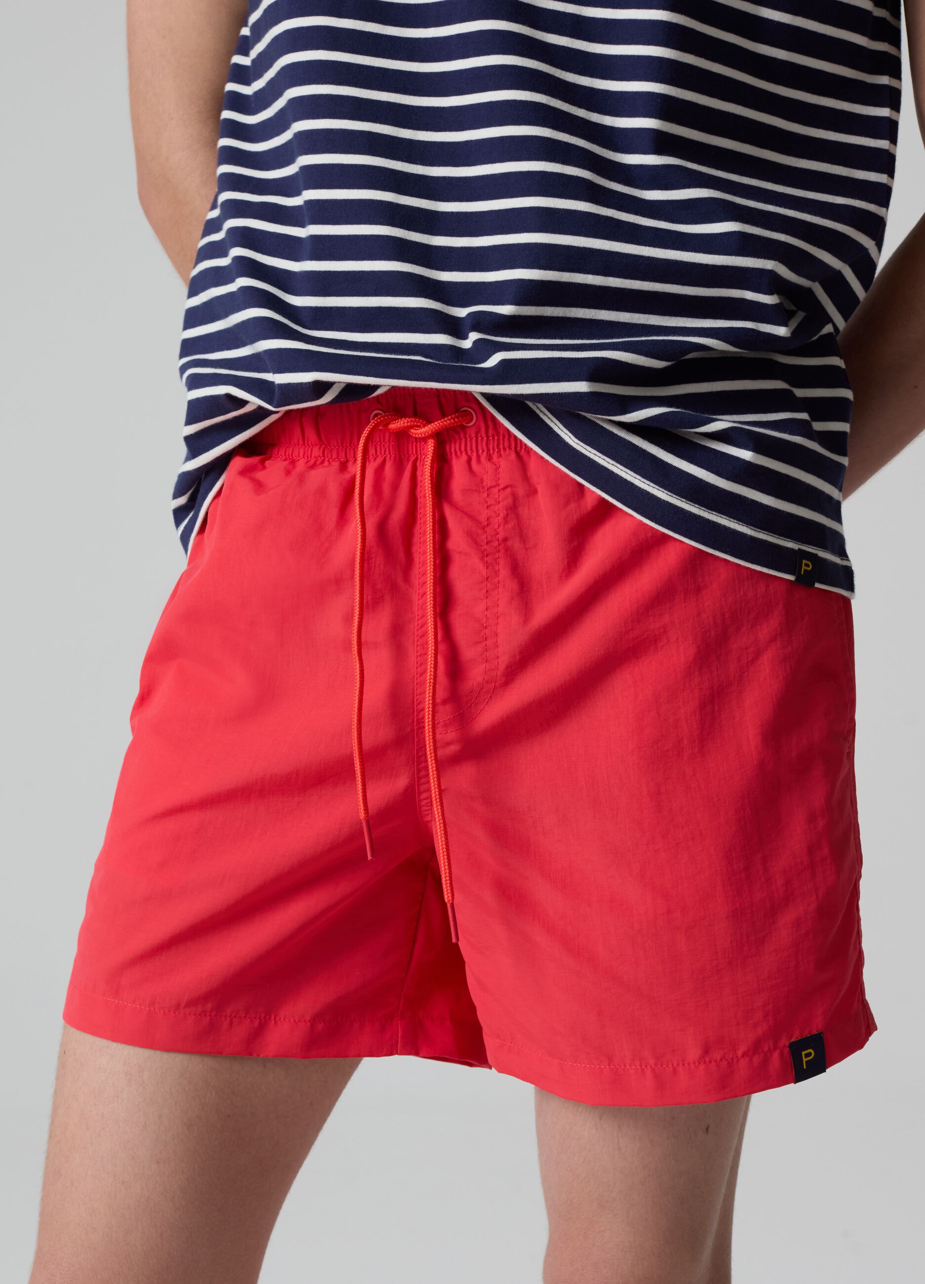 Bermuda swim shorts with drawstring