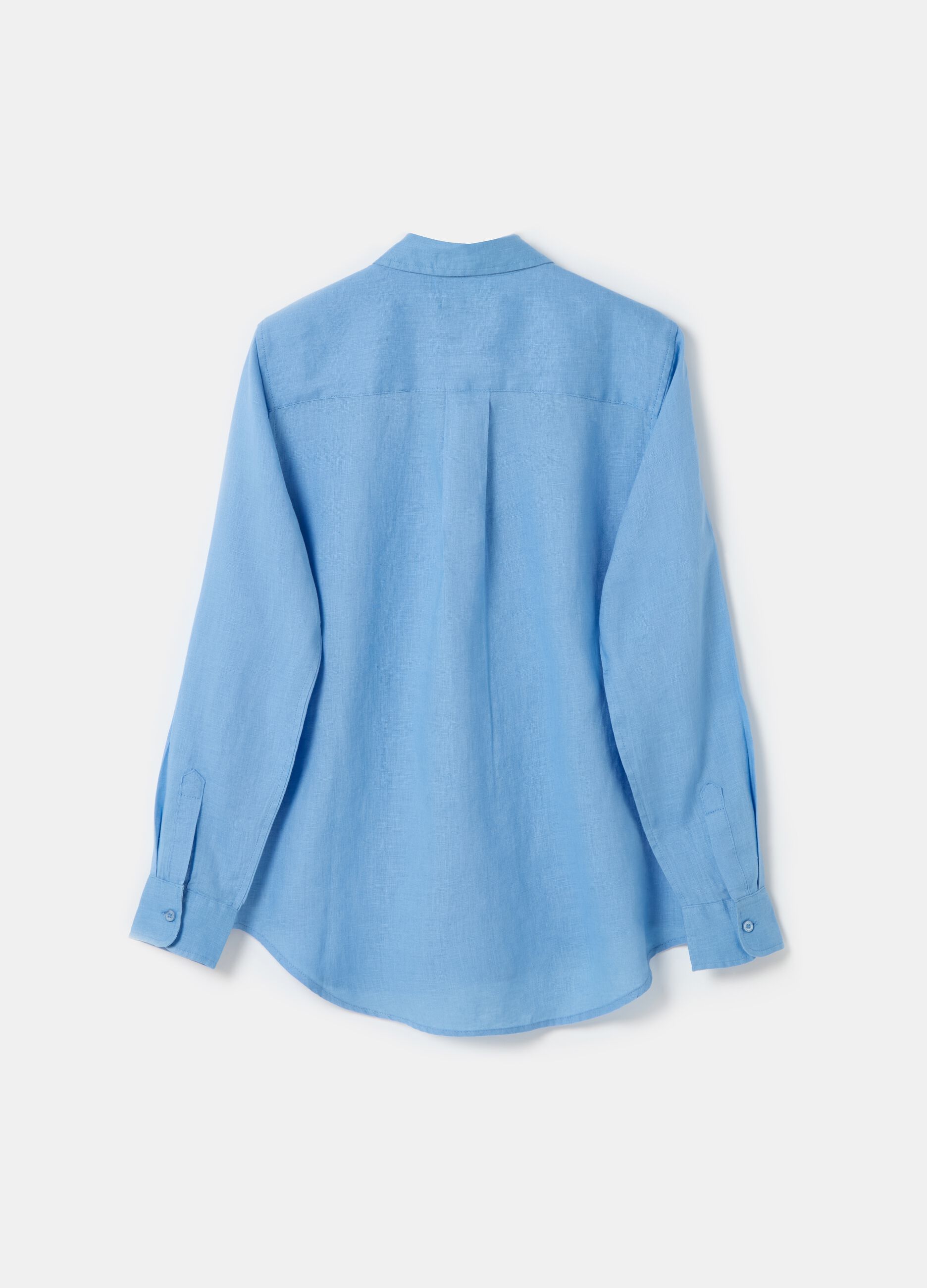 Relaxed-fit shirt in solid colour linen