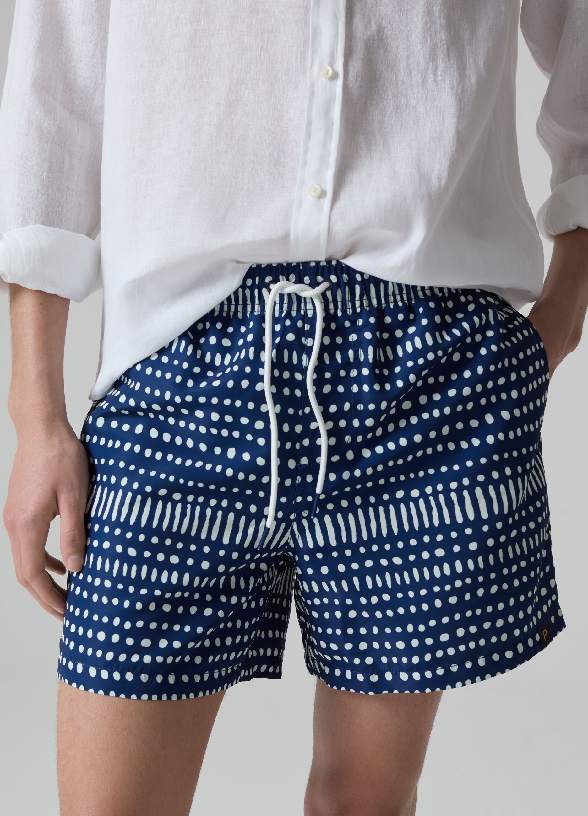 Bermuda swim shorts with Aztec print_1