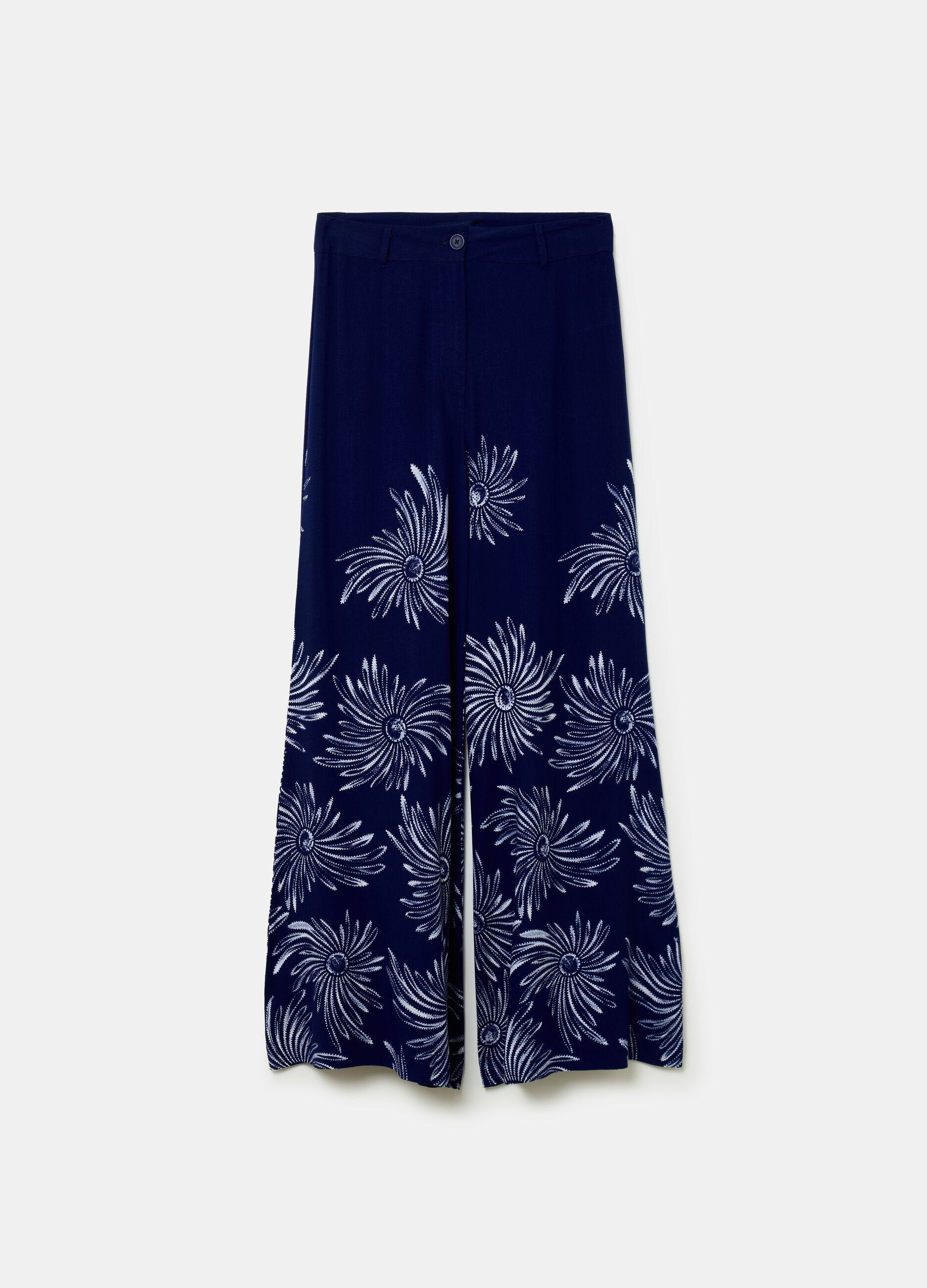 Flare-fit trousers in viscose with print