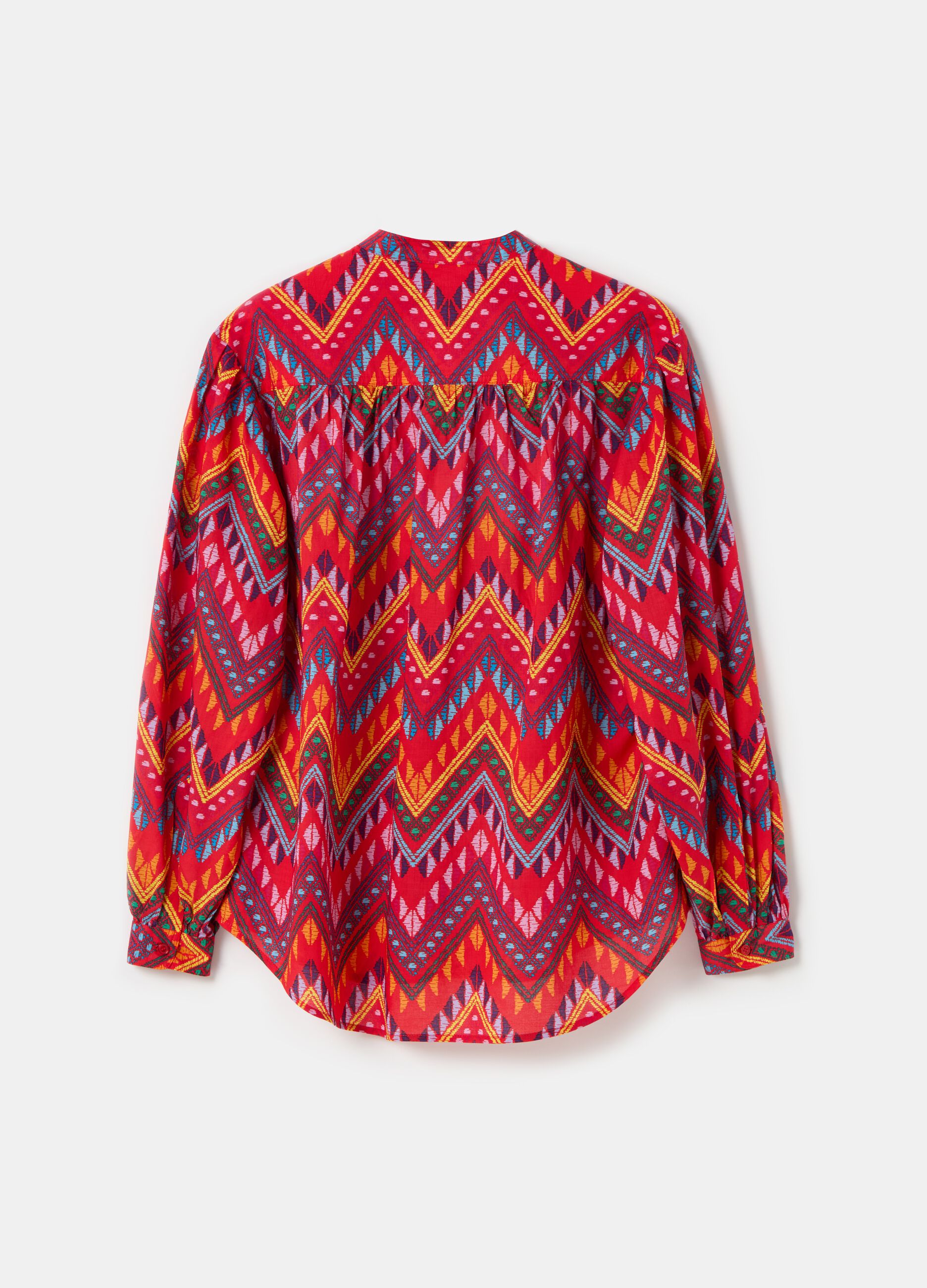 Shirt with multicoloured ethnic pattern