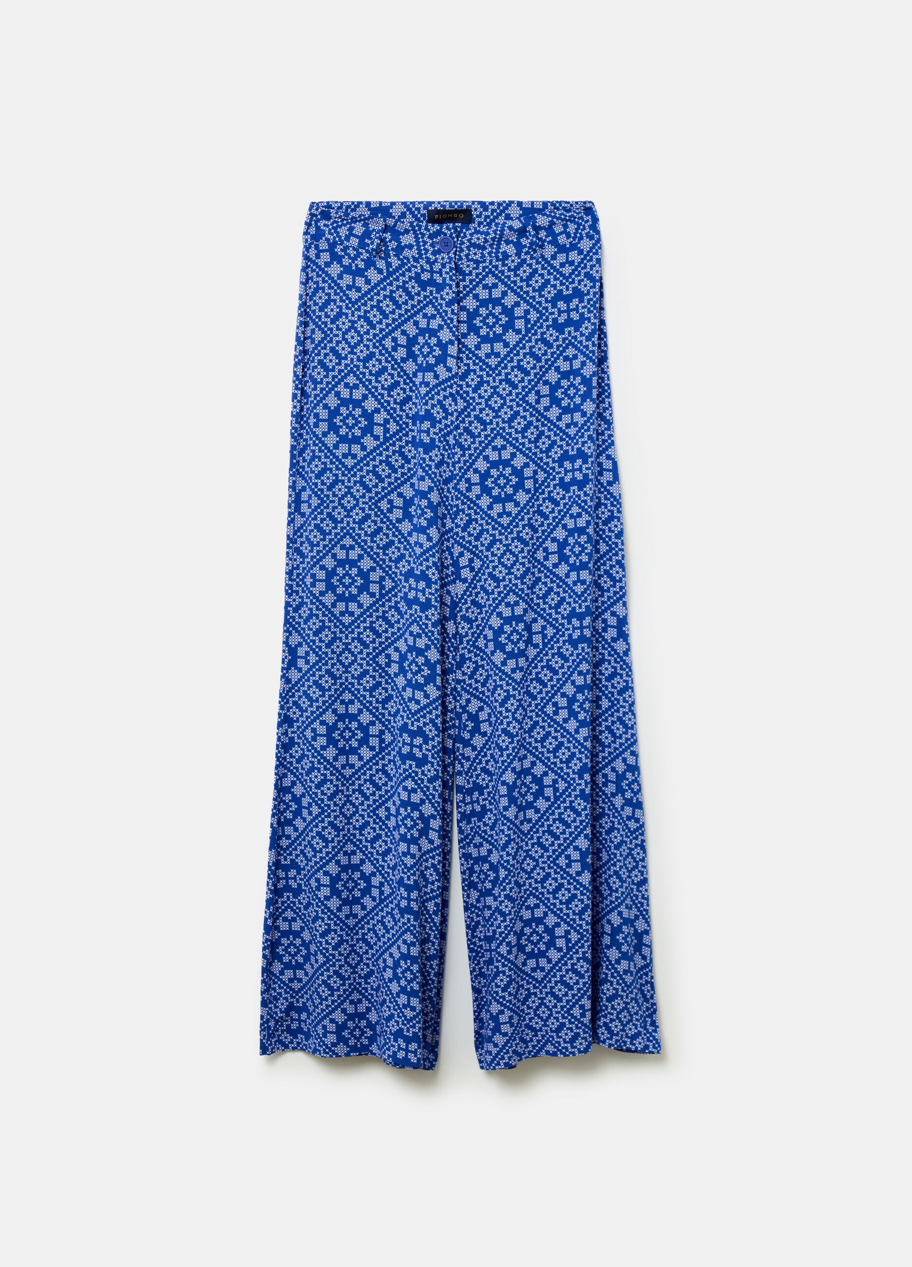 Flare-fit trousers in viscose with print_3