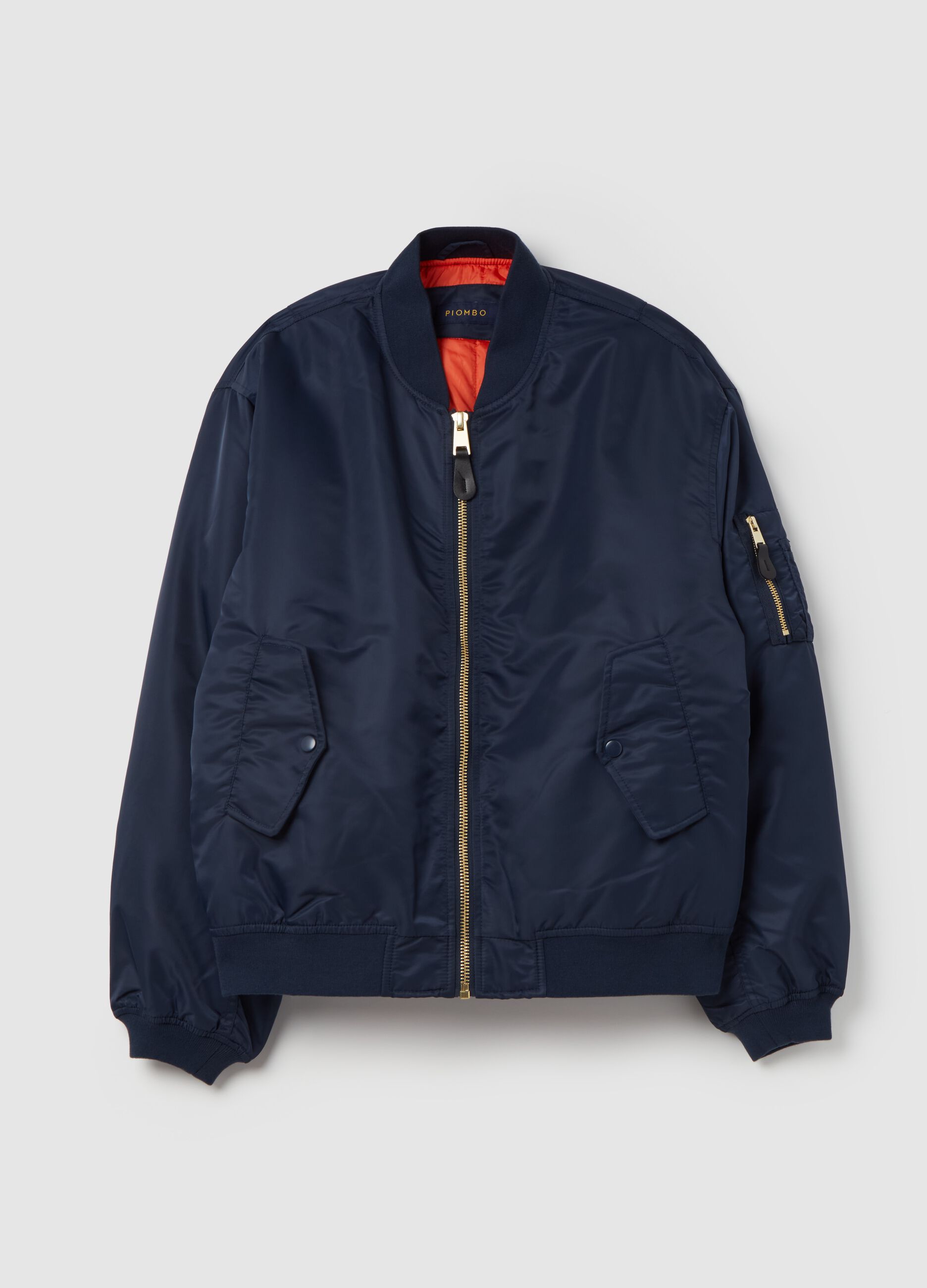 Solid colour full-zip bomber jacket_0