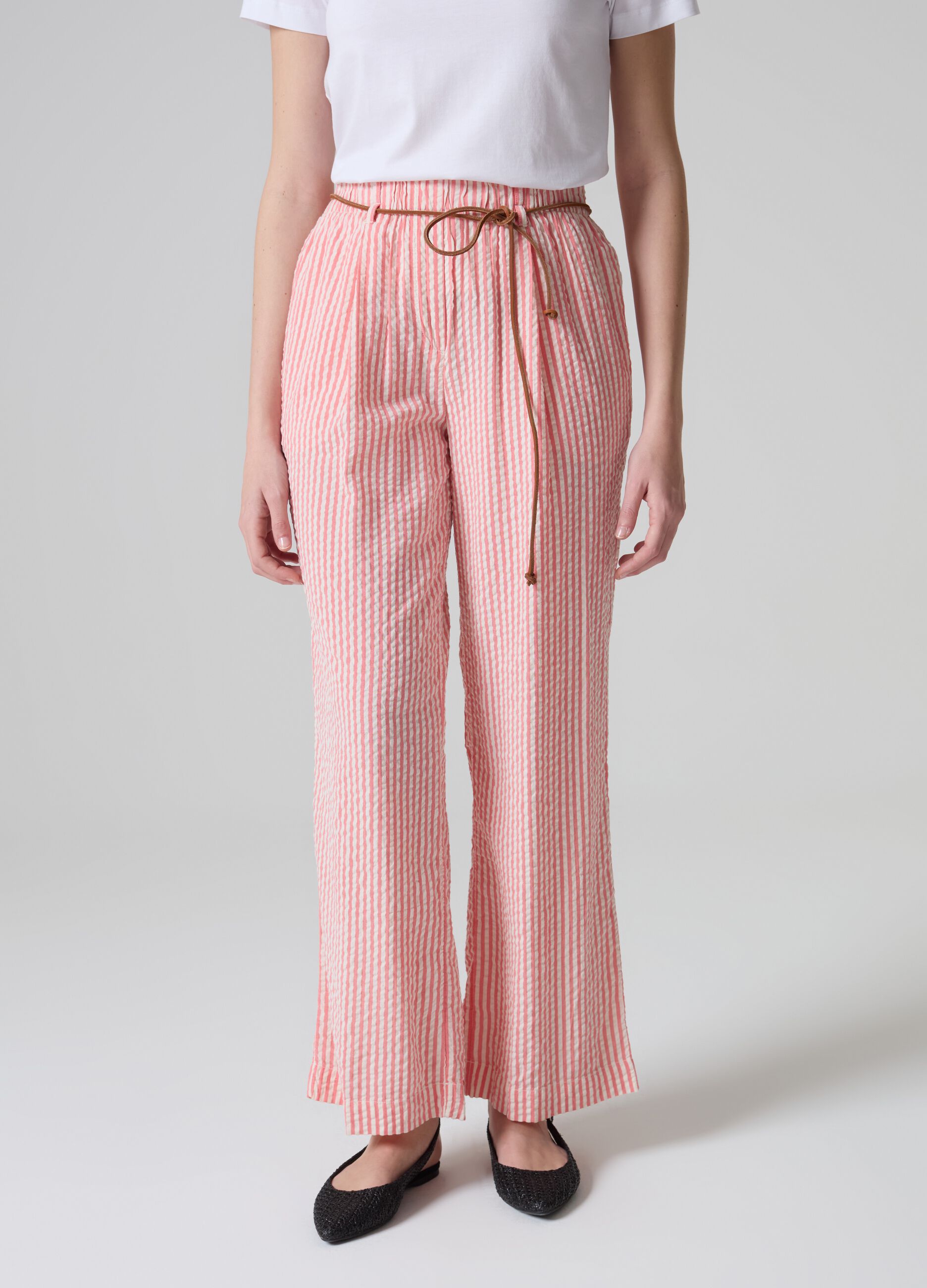 Striped seersucker trousers with belt_2